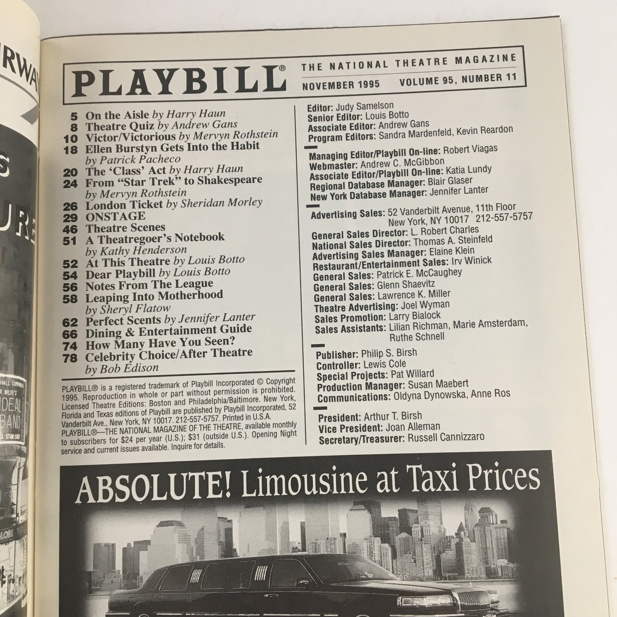 1995 Playbill Virginia Theatre Smokey Joe's Cafe The Songs of Leiber & Stoller