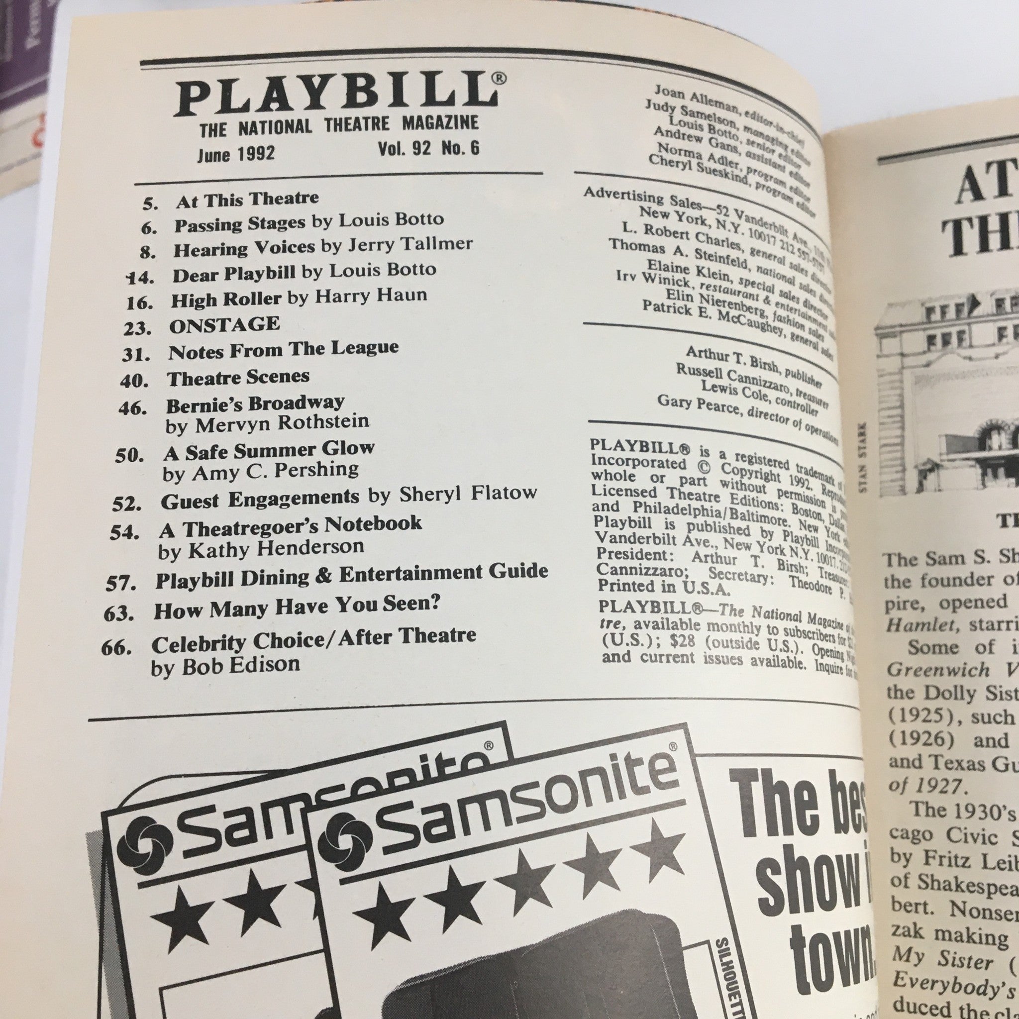 1992 Playbill Sam S. Shubert Theatre Harry Groener Presents Crazy For You