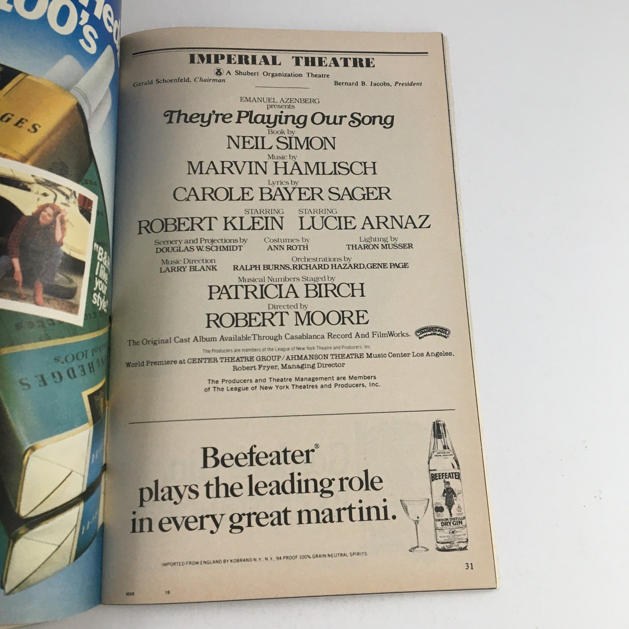 1979 Playbill Imperial Theatre Emanuel Azenberg Present They're Playing Our Song