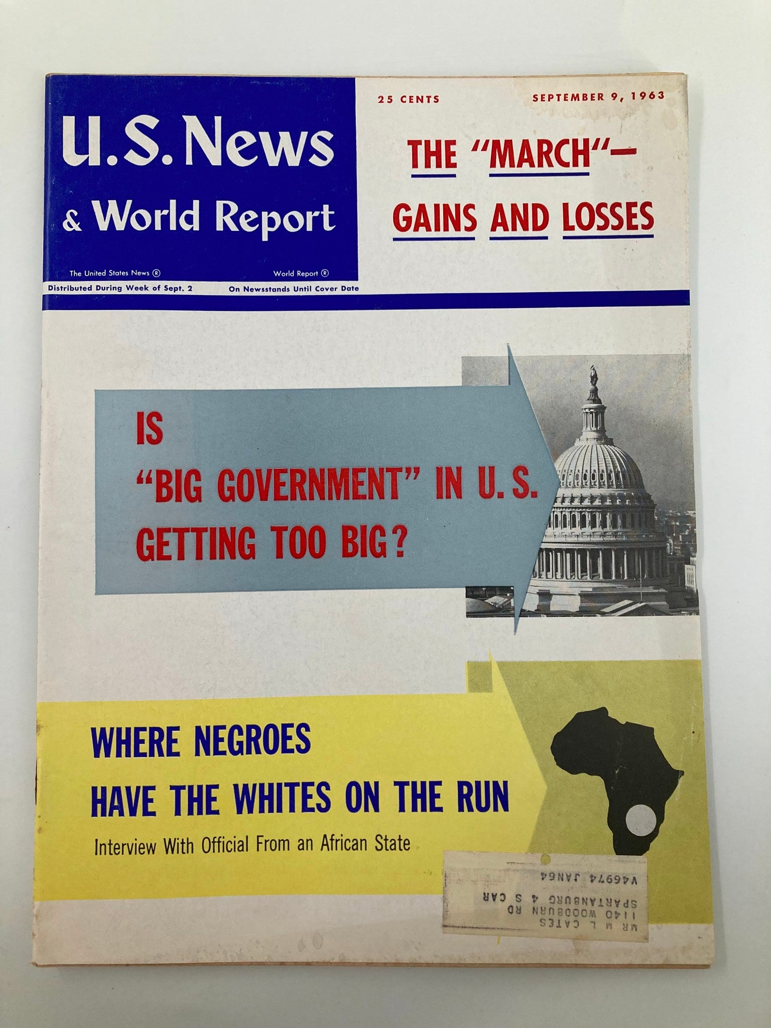 US News & World Report Magazine September 9 1963 The 'March' Gains and Losses