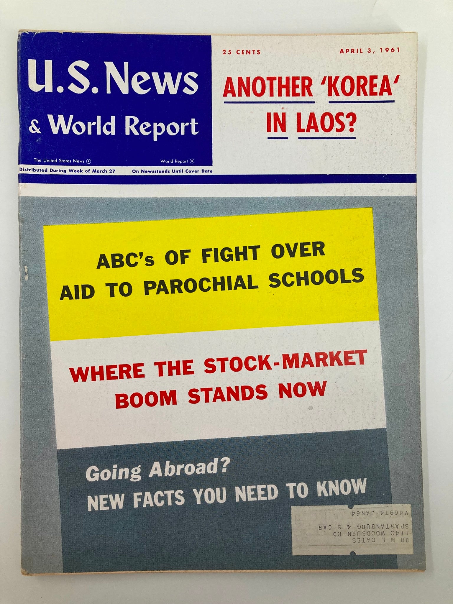 US News & World Report Magazine April 3 1961 Another 'Korea' in Laos?