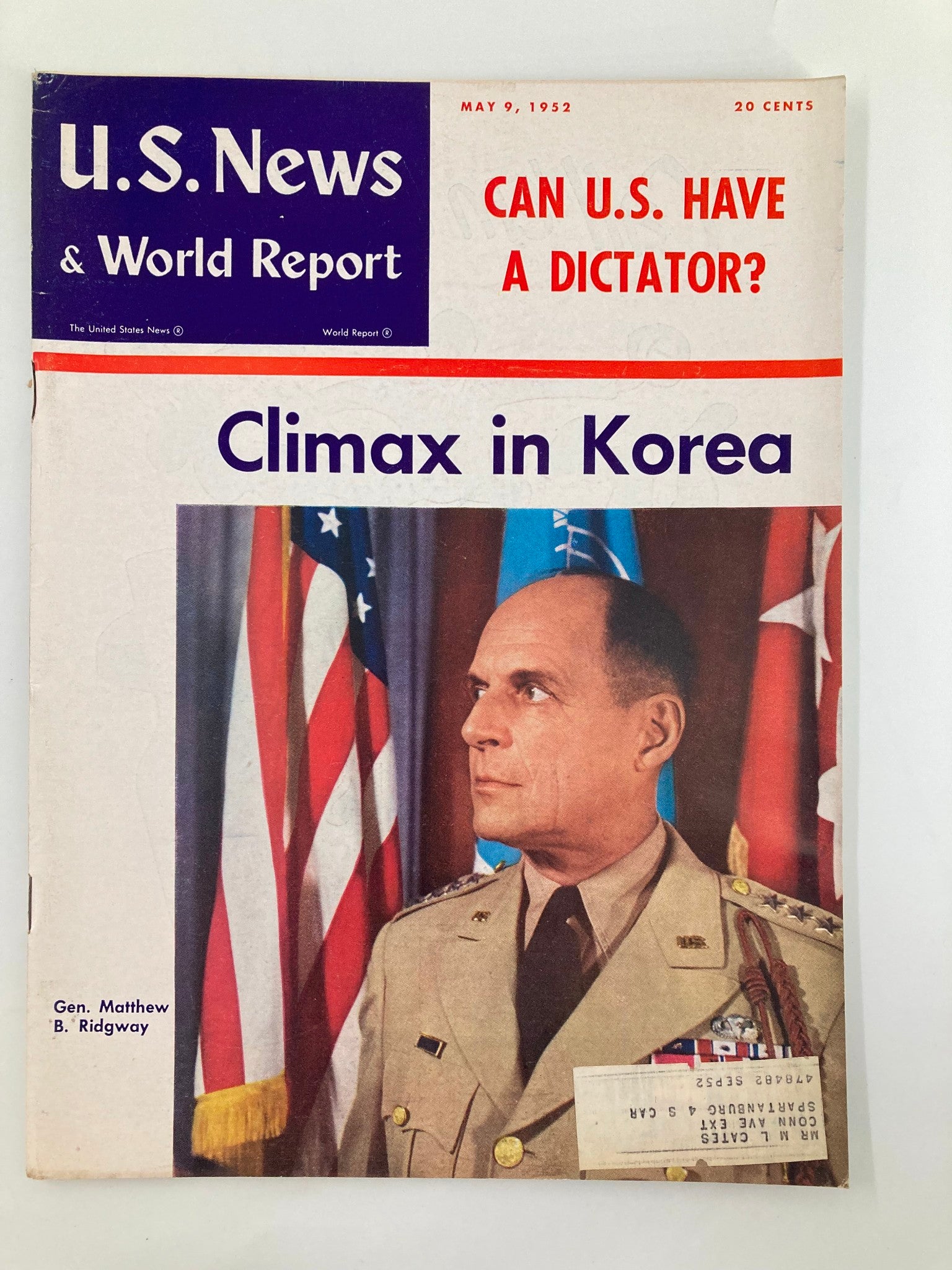 US News & World Report Magazine May 9 1952 General Matthew B. Ridgway