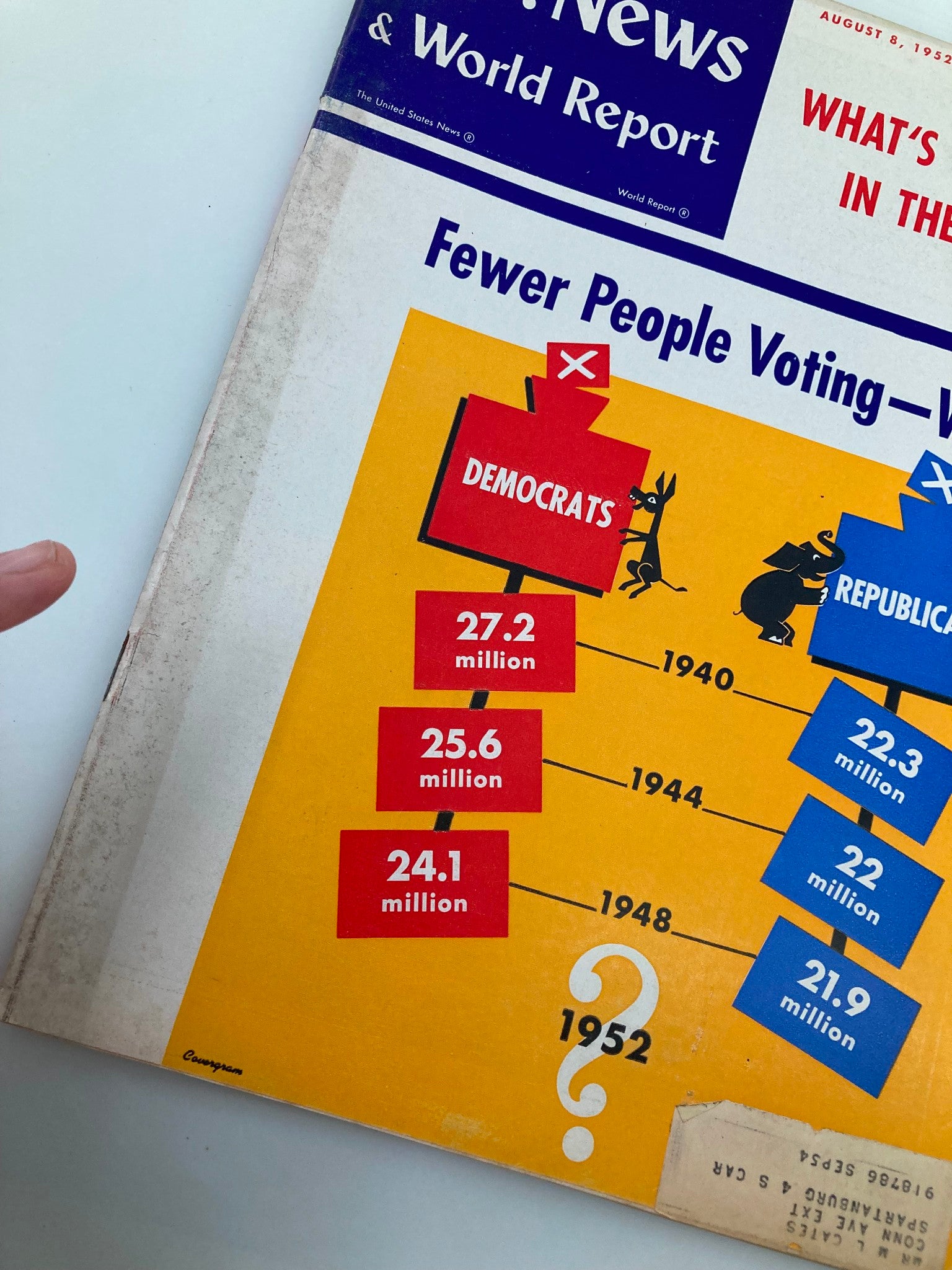 US News & World Report Magazine August 8 1952 Fewer People Voting, Why?