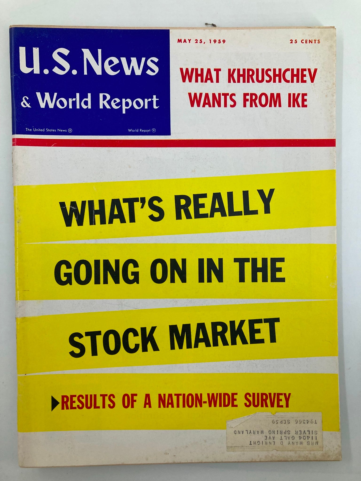 US News & World Report Magazine May 25 1959 What Khrushchev Wants From Ike