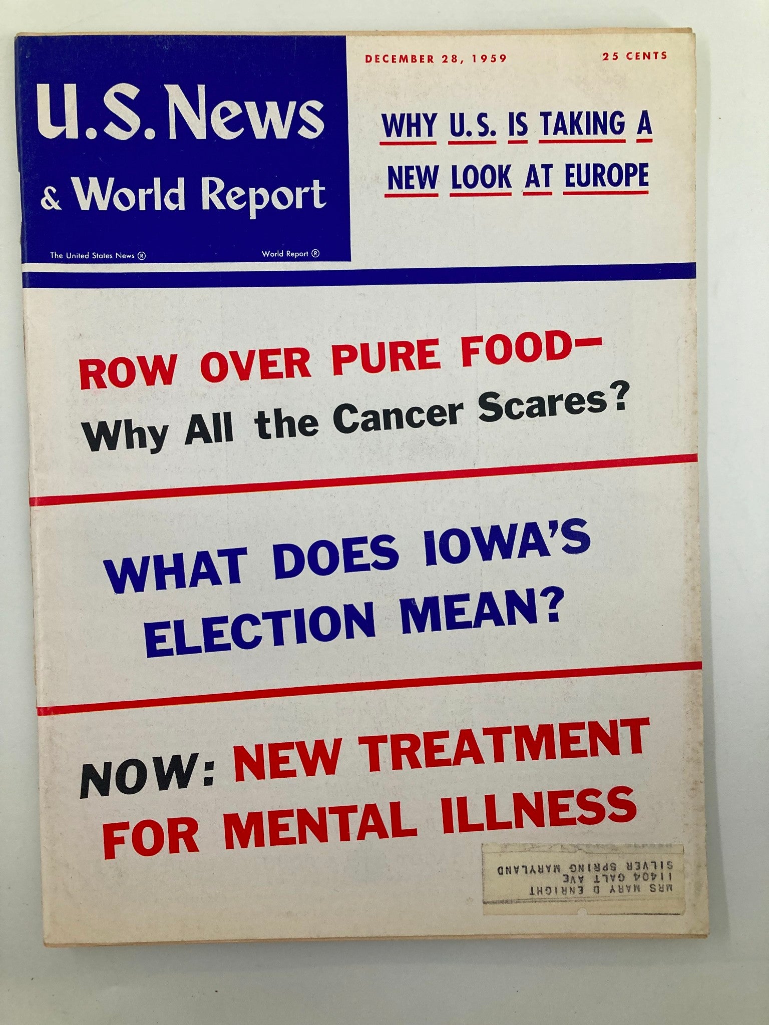 US News & World Report Magazine December 28 1959 Why All The Cancer Scares?