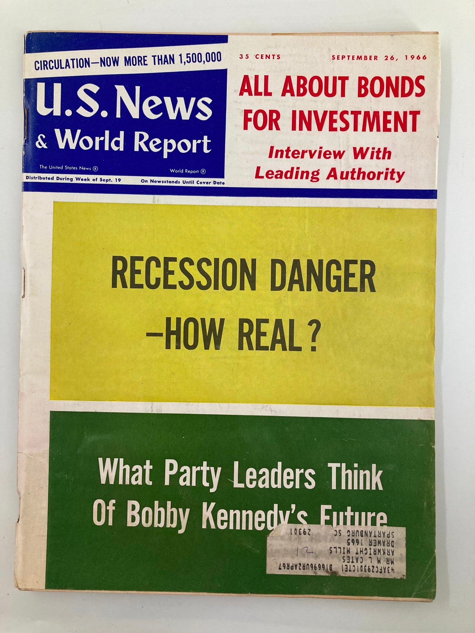 US News & World Report Magazine September 26 1966 All About Bonds for Investment