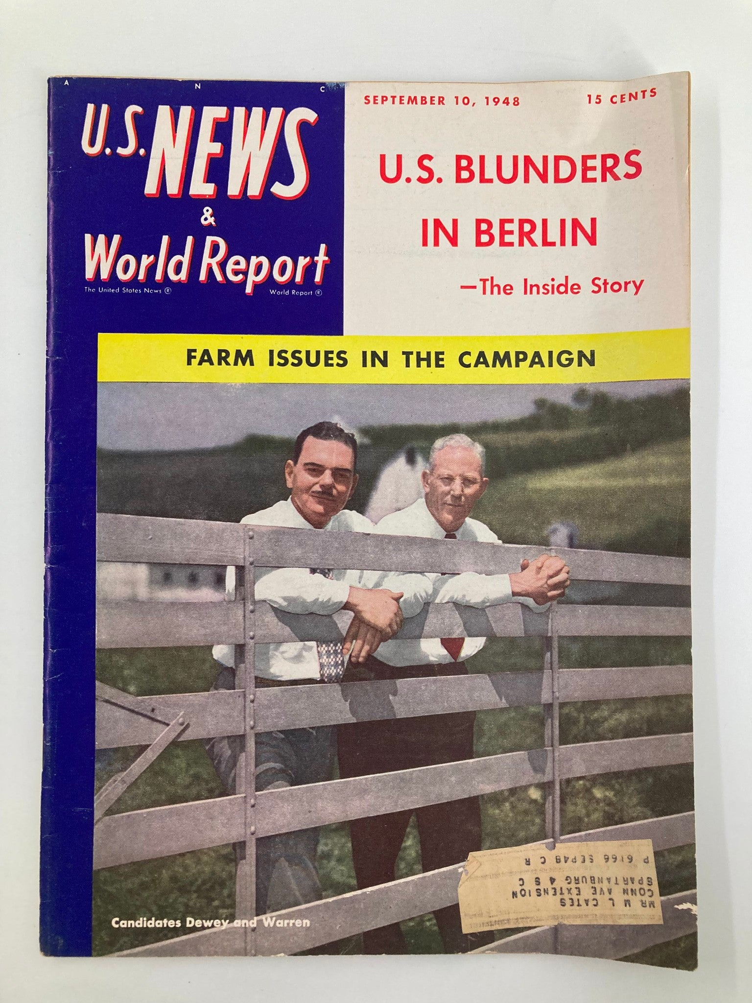 US News & World Report Magazine September 10 1948 Candidates Dewey and Warren