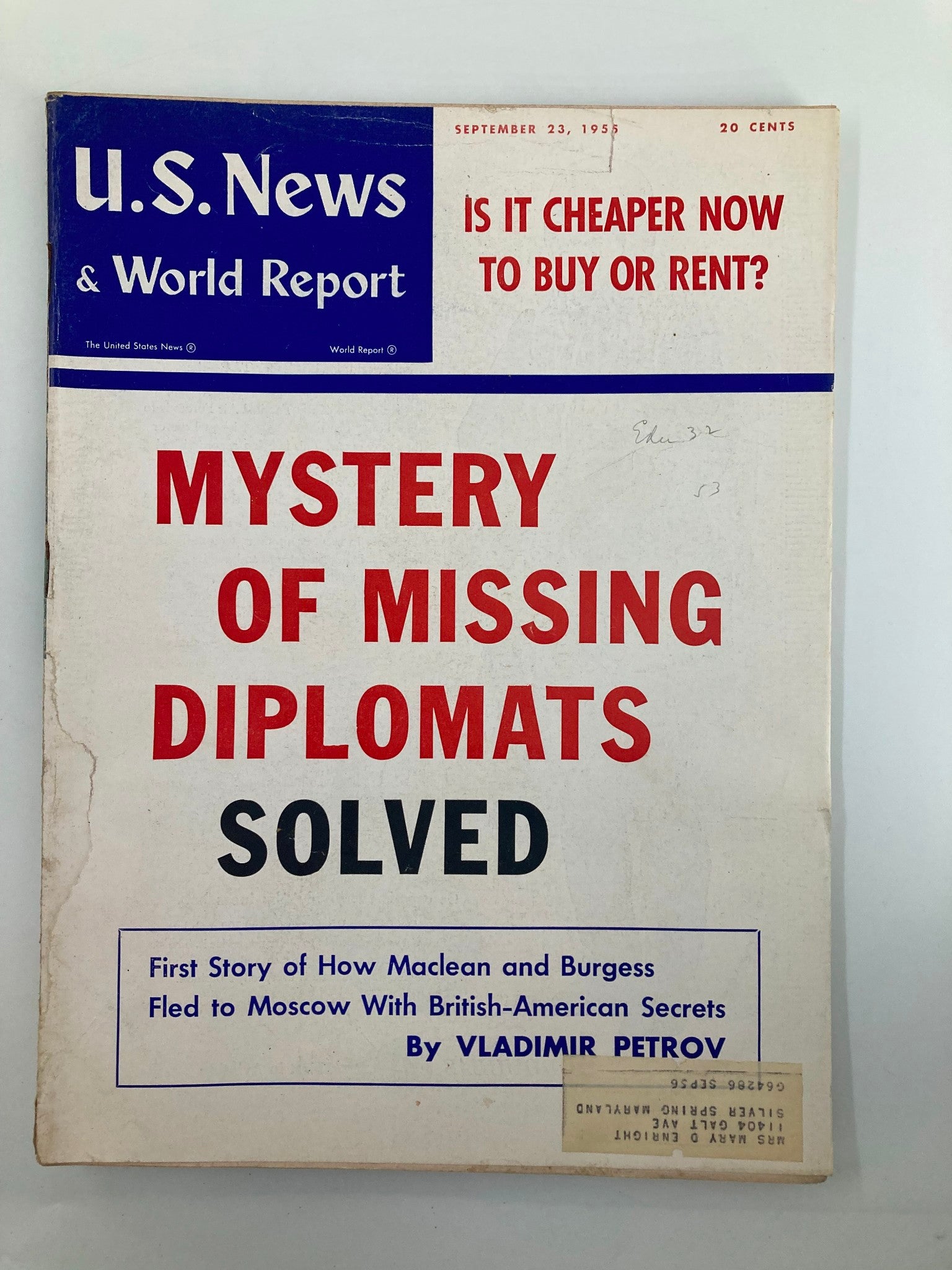 US News & World Report Magazine September 23 1955 Mystery of Missing Diplomats