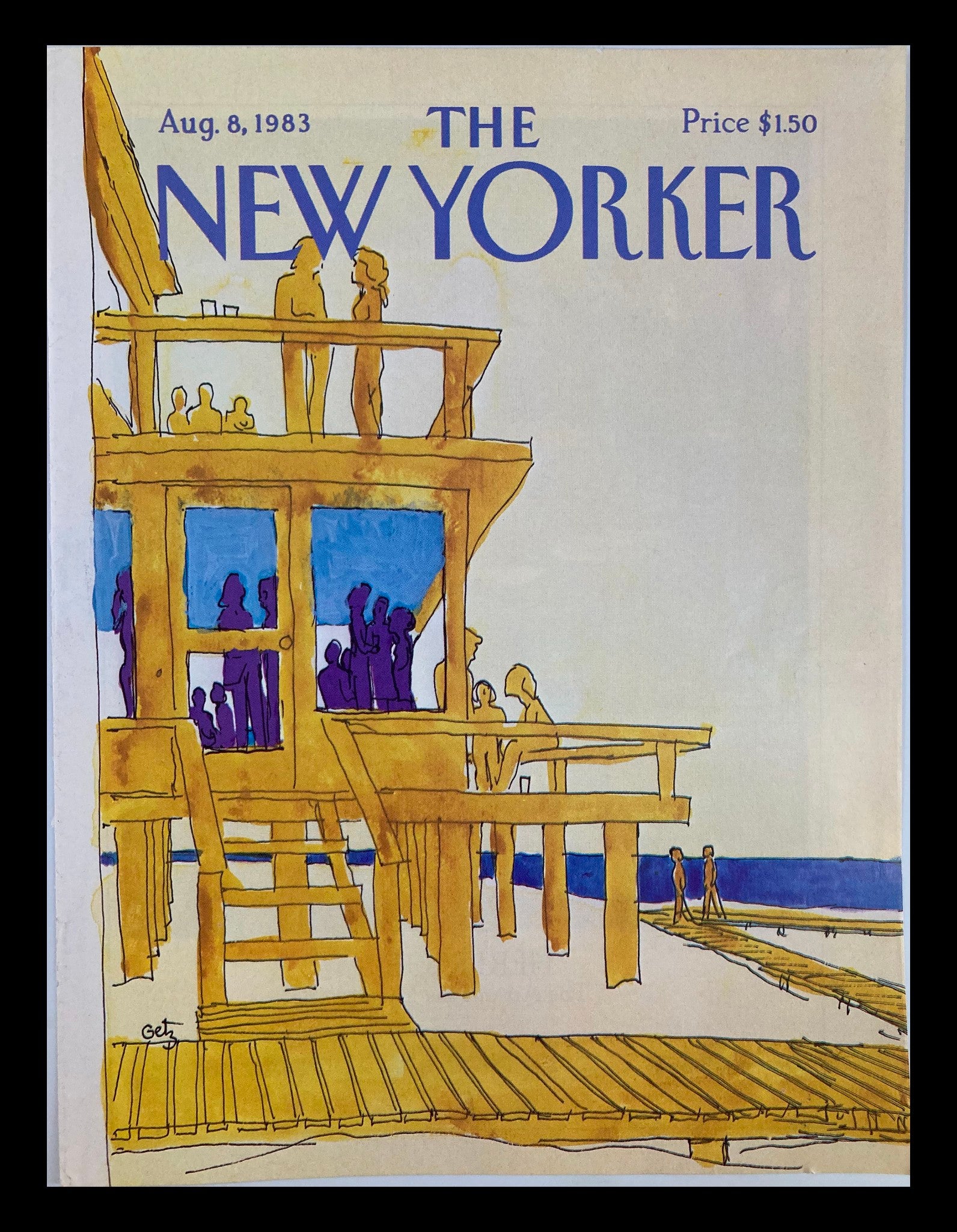 COVER ONLY The New Yorker August 8 1983 The Dock by Arthur Getz No Label