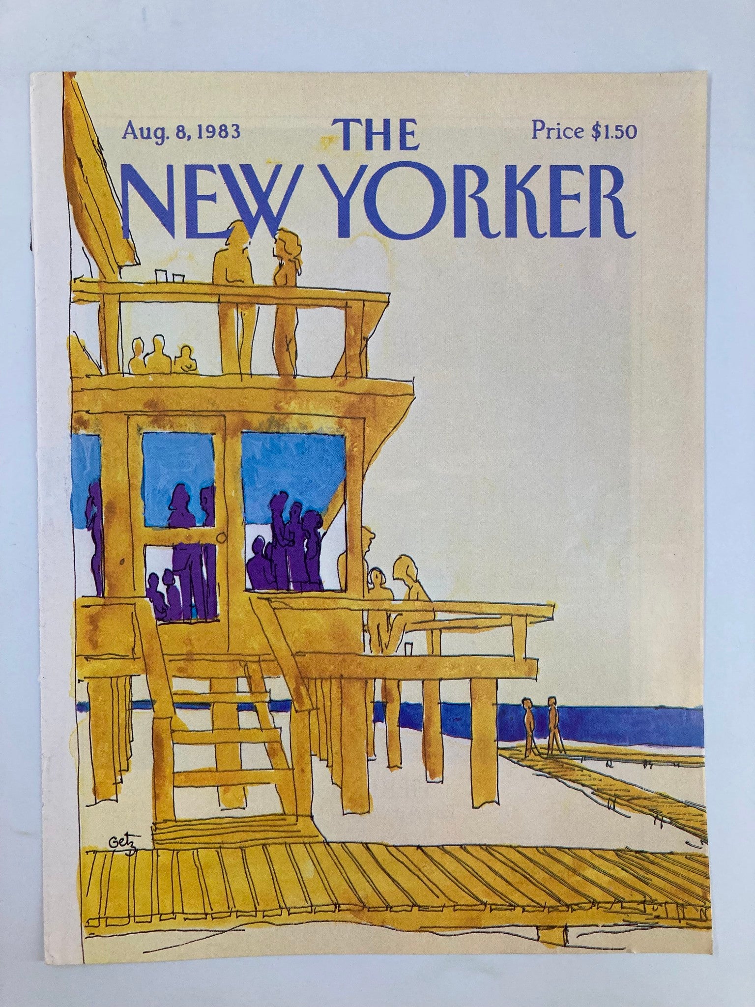 COVER ONLY The New Yorker August 8 1983 The Dock by Arthur Getz No Label