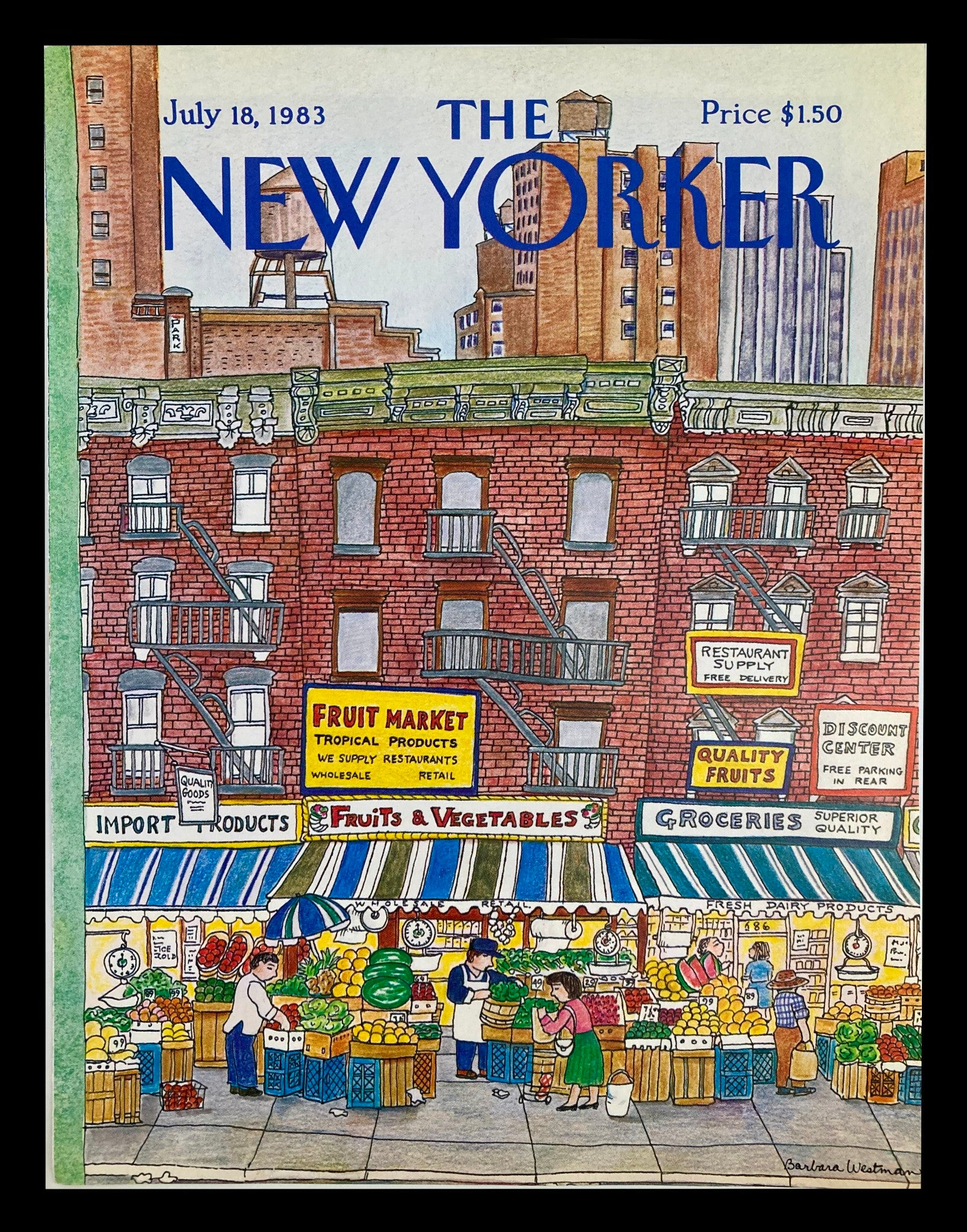 COVER ONLY The New Yorker July 18 1983 Fruit Market by Barbara Westman No Label