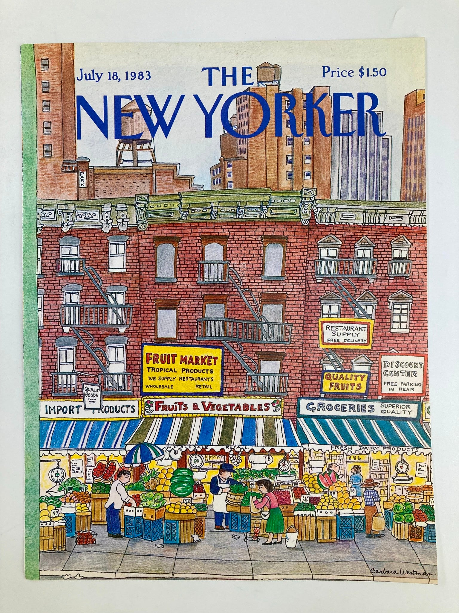 COVER ONLY The New Yorker July 18 1983 Fruit Market by Barbara Westman No Label