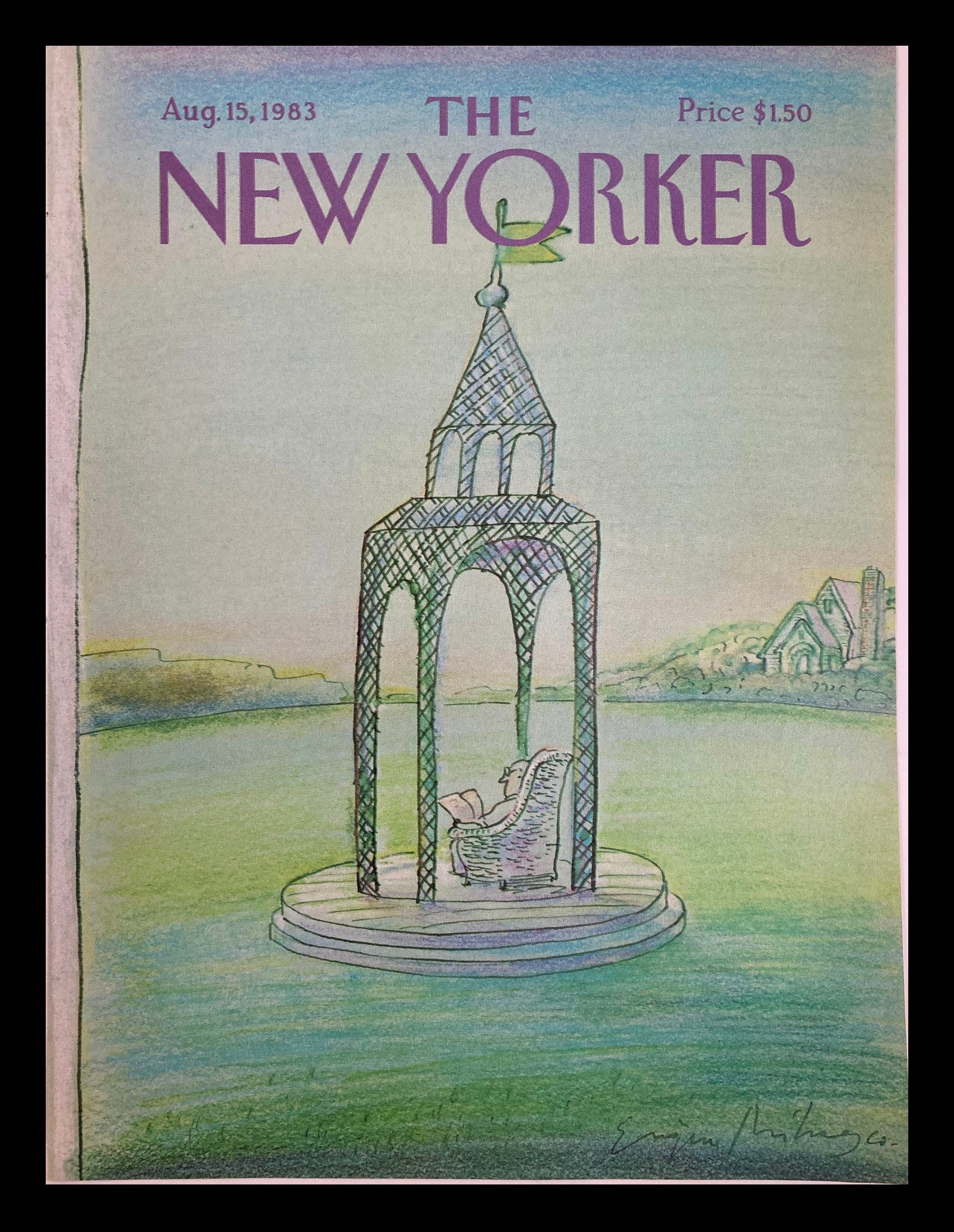 COVER ONLY The New Yorker August 15 1983 The Gazebo by Eugene Mihaesco No Label