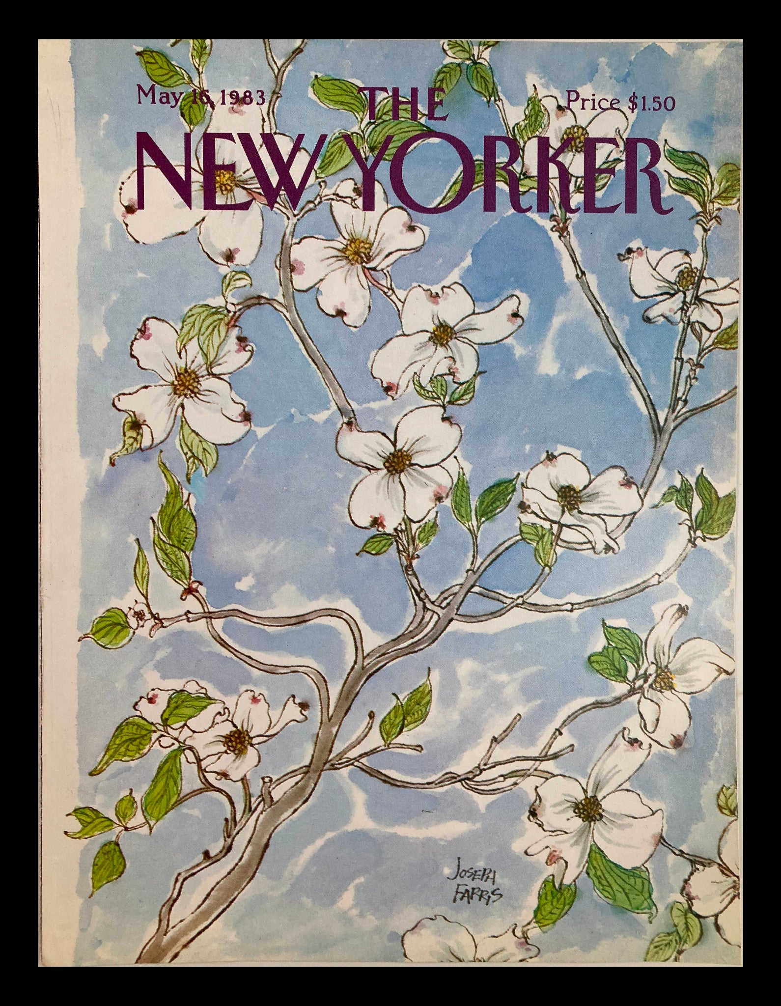 COVER ONLY The New Yorker May 16 1983 Flower Vines by Joseph Farris No Label