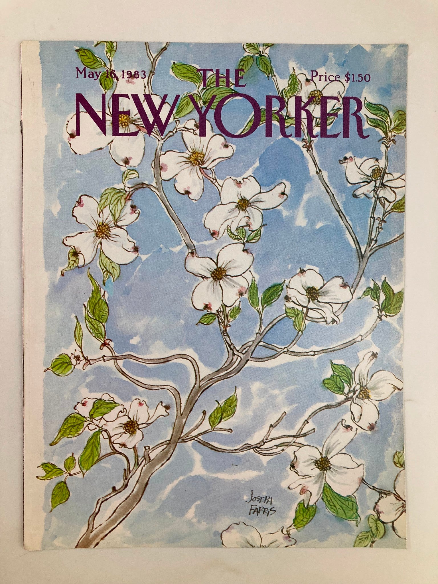 COVER ONLY The New Yorker May 16 1983 Flower Vines by Joseph Farris No Label