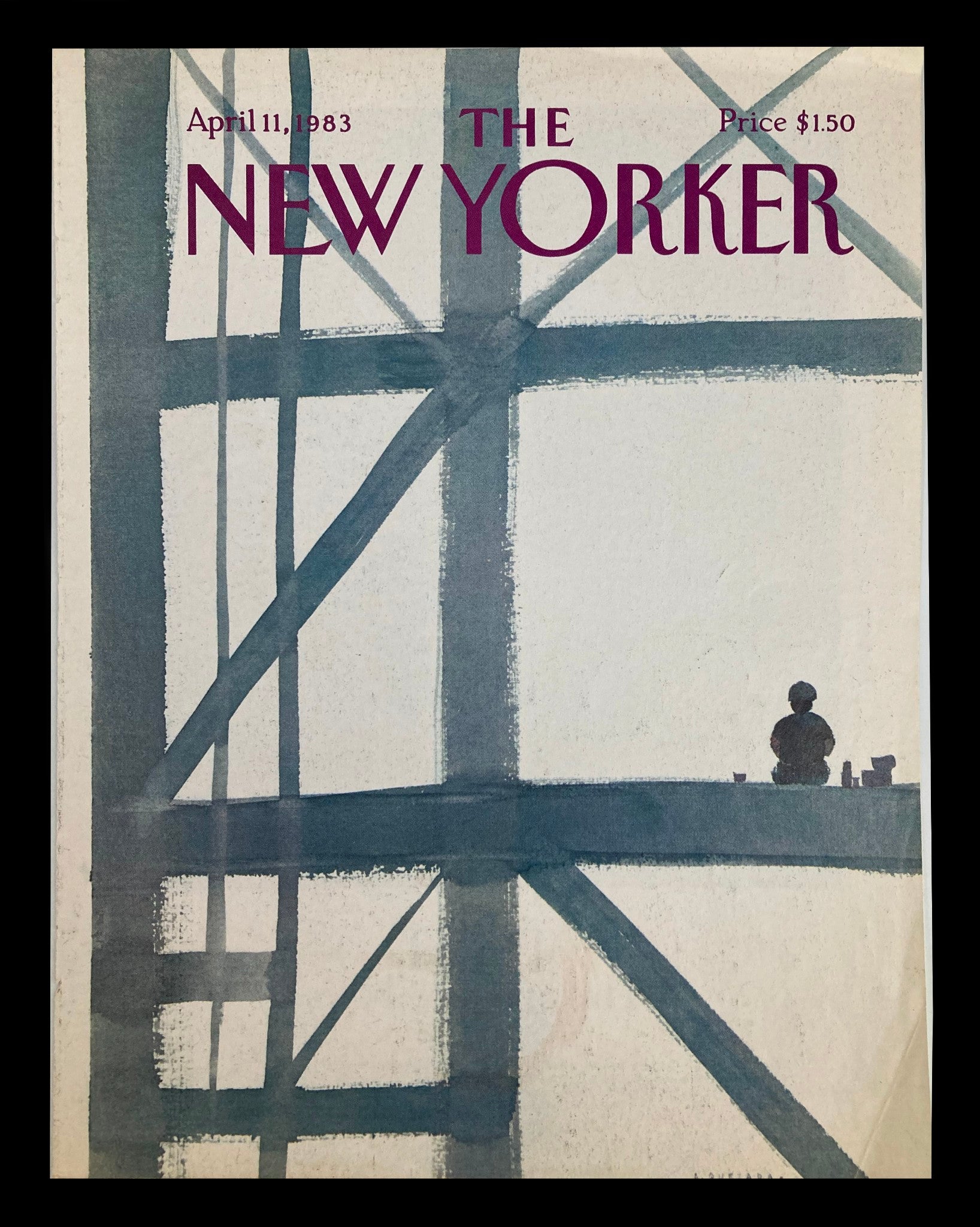 COVER ONLY The New Yorker April 11 1983 Taking A Break by Abel Quezada No Label