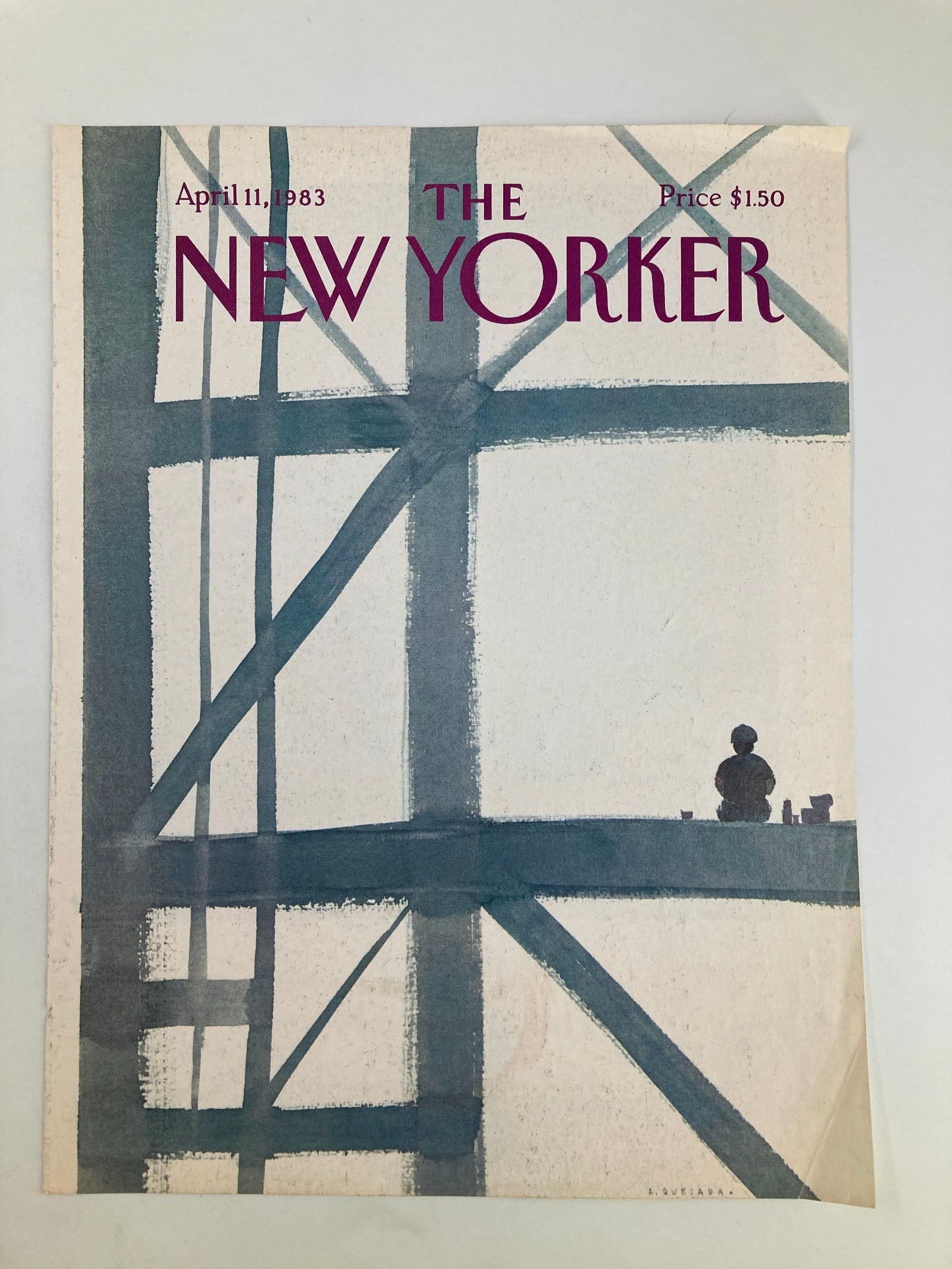 COVER ONLY The New Yorker April 11 1983 Taking A Break by Abel Quezada No Label