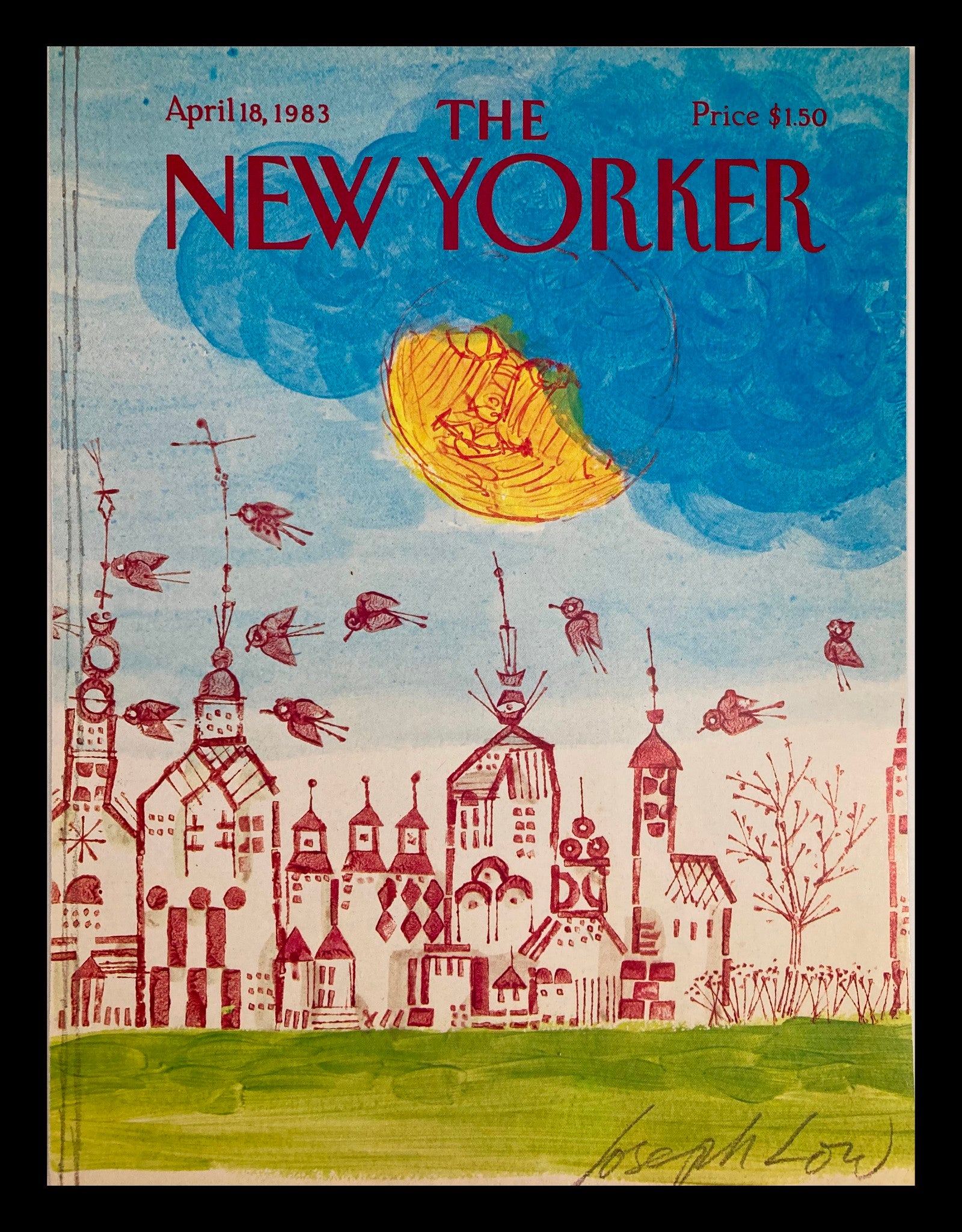 COVER ONLY The New Yorker April 18 1983 Waterpaint Birds by Joseph Low No Label