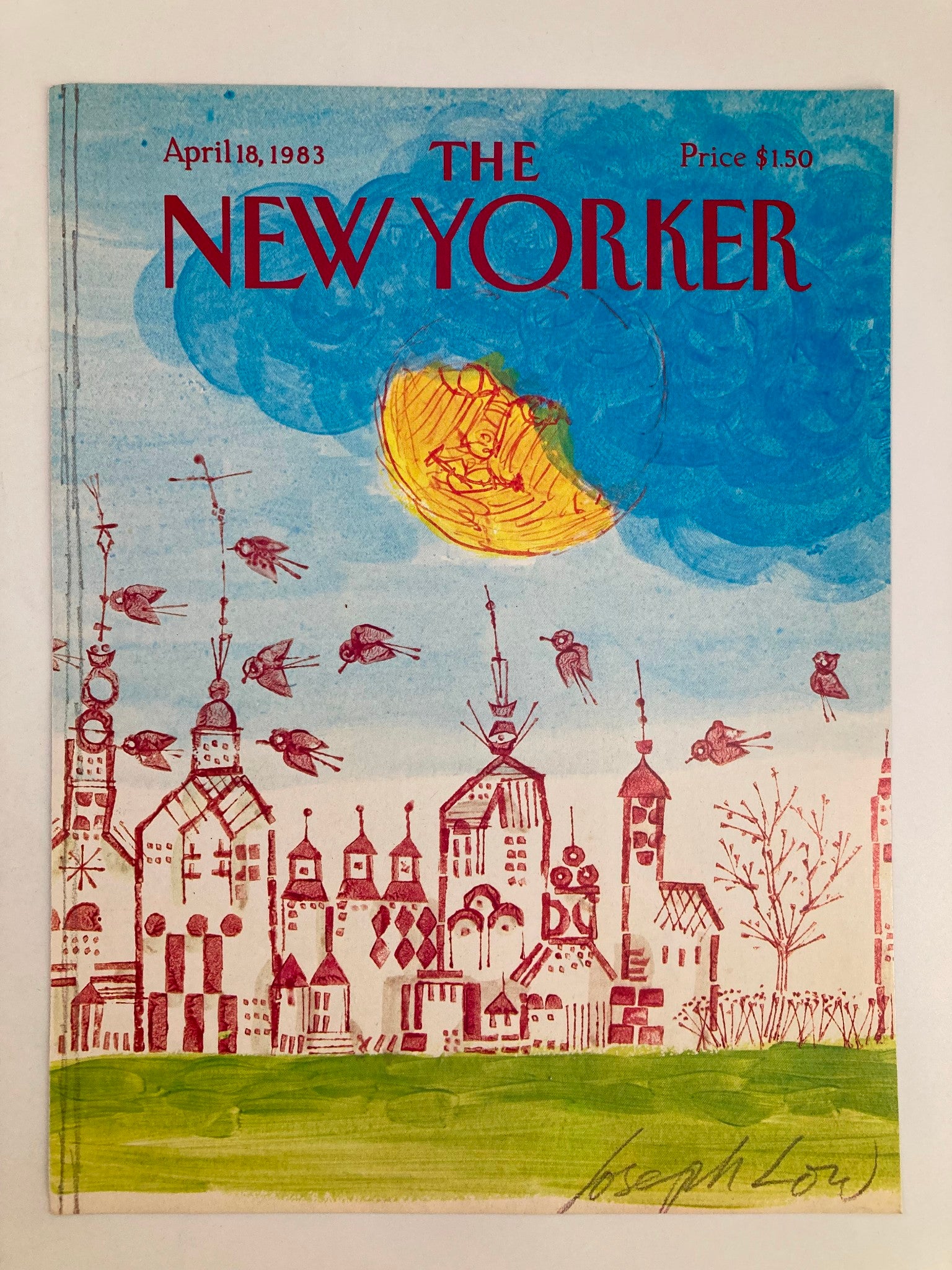 COVER ONLY The New Yorker April 18 1983 Waterpaint Birds by Joseph Low No Label