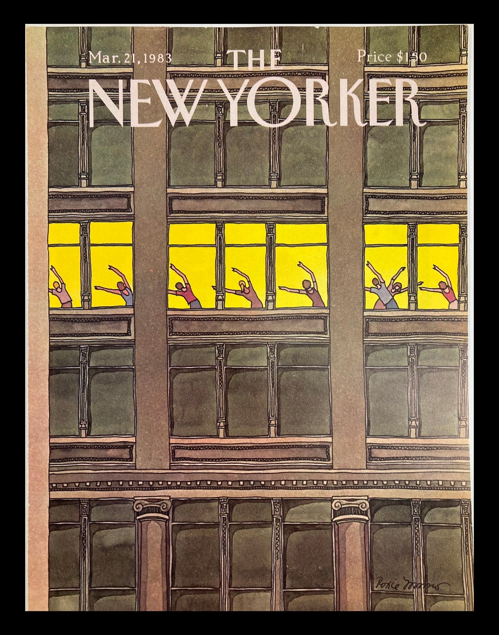 COVER ONLY The New Yorker March 21 1983 Aerobics by Roxie Munro No Label