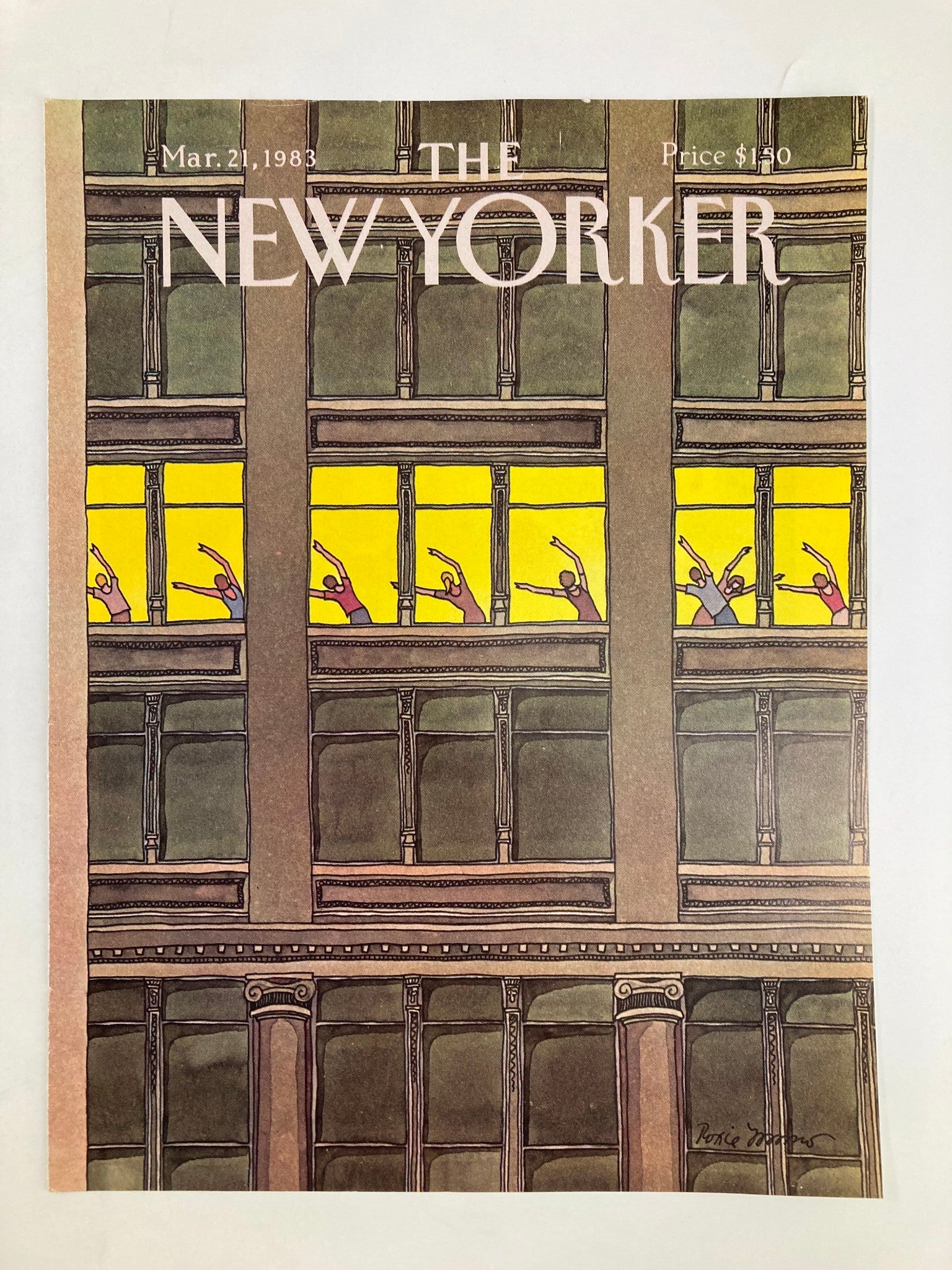 COVER ONLY The New Yorker March 21 1983 Aerobics by Roxie Munro No Label