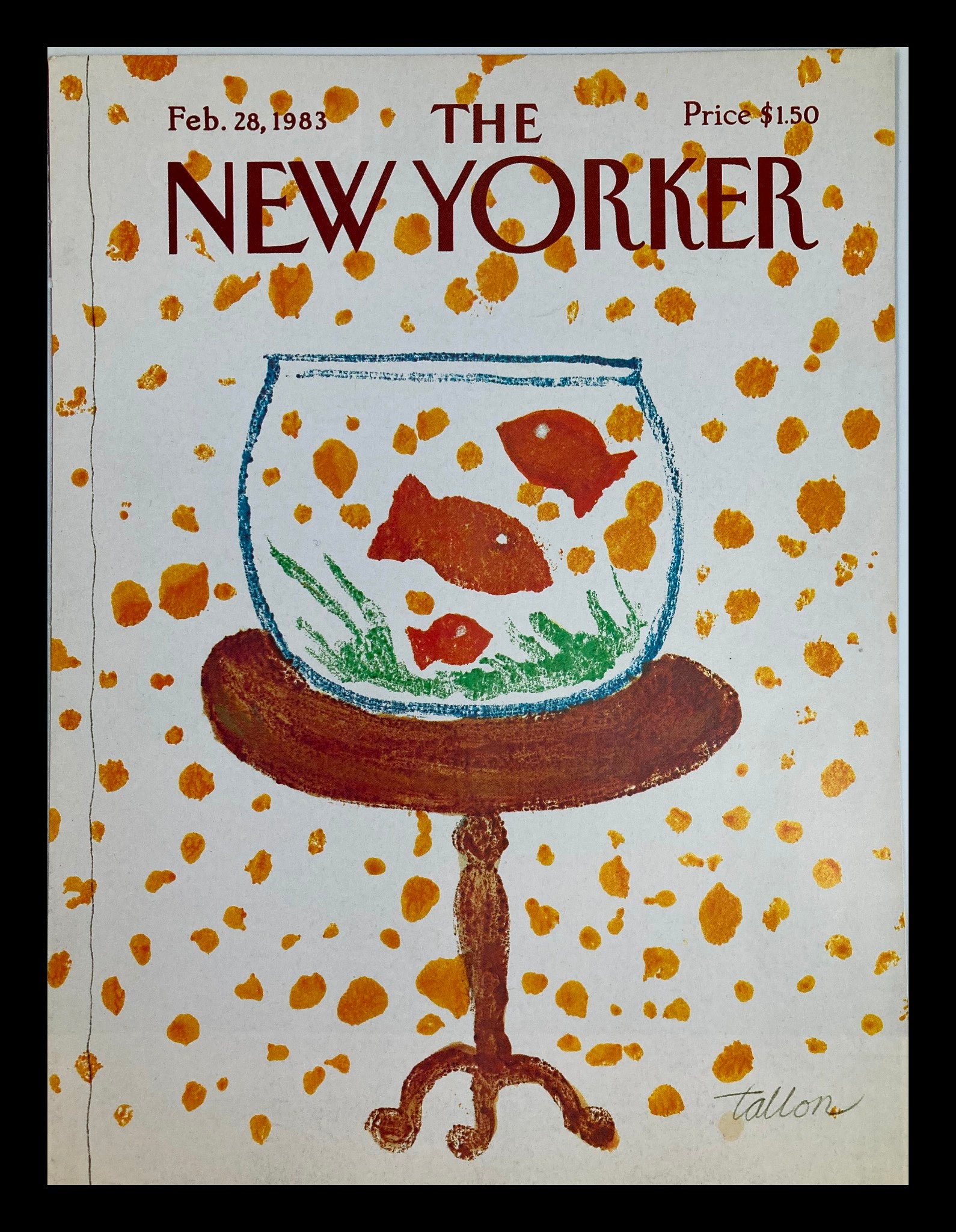 COVER ONLY The New Yorker February 28 1983 Goldfish Bowl by Joseph Tallon