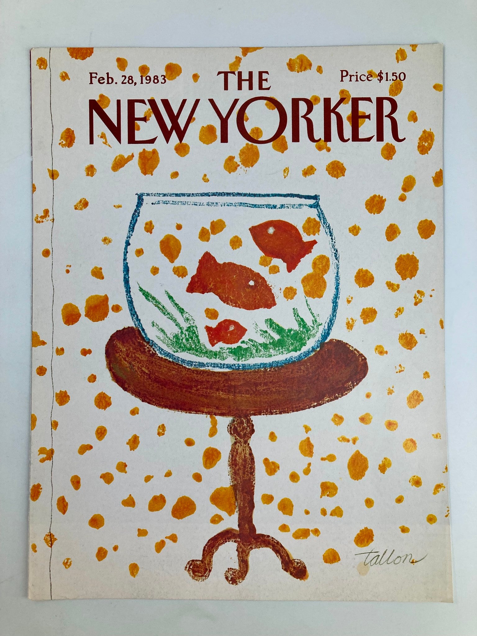 COVER ONLY The New Yorker February 28 1983 Goldfish Bowl by Joseph Tallon