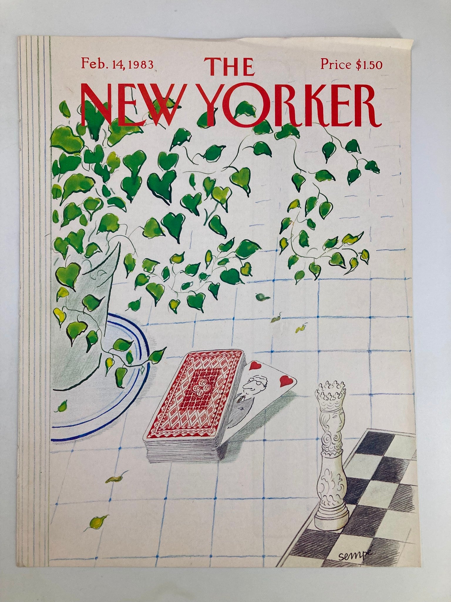 COVER ONLY The New Yorker February 14 1983 Queen of Hearts by Jean-Jacques Sempe