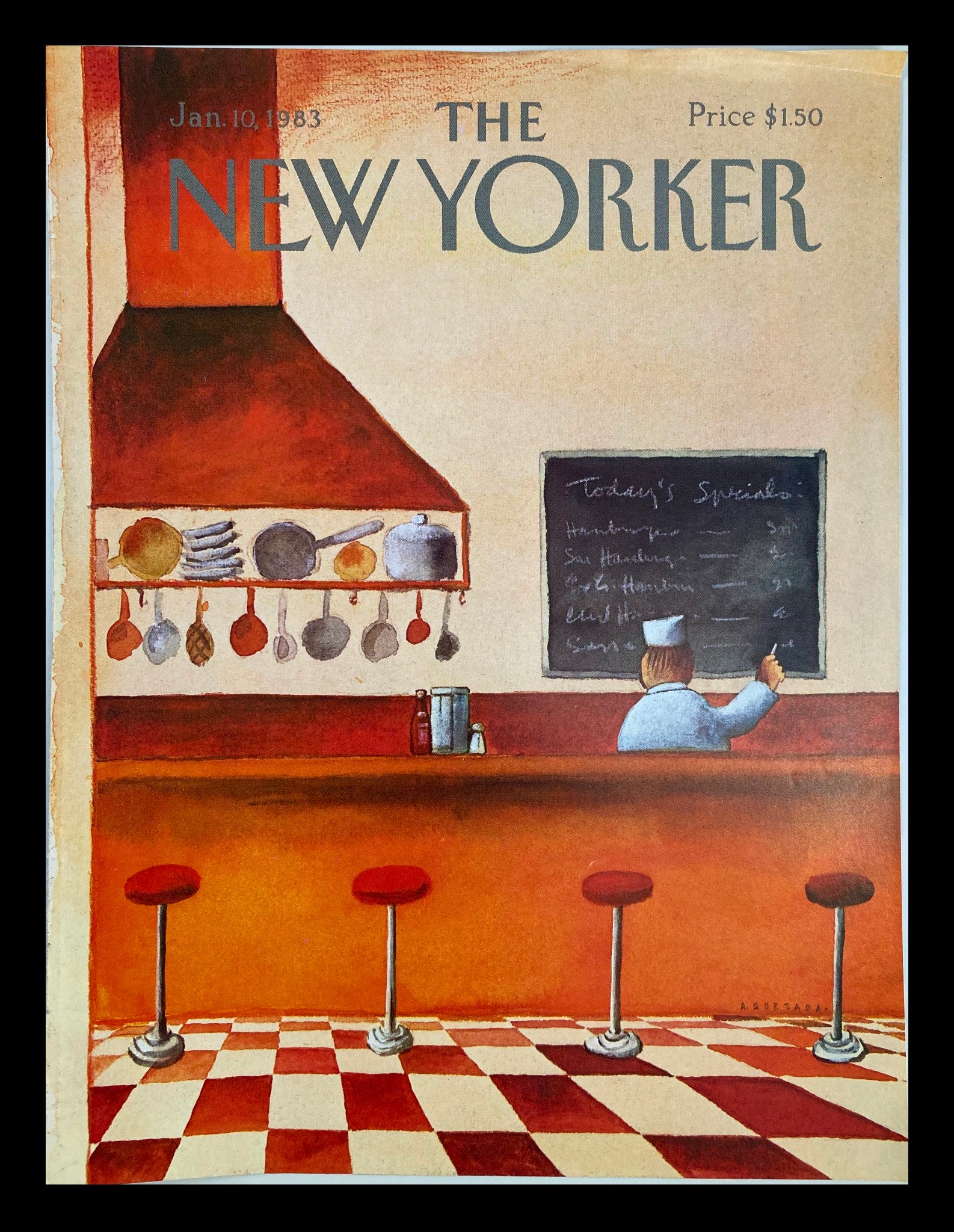 COVER ONLY The New Yorker January 10 1983 Today's Specials by Abel Quezada