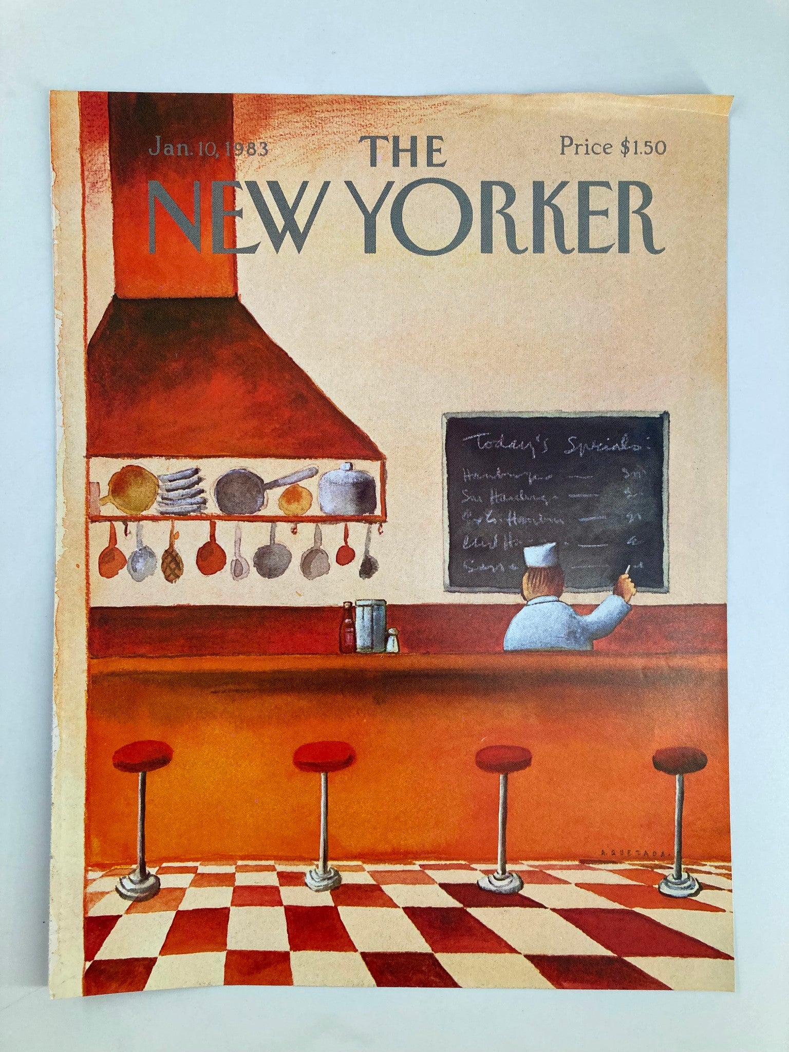 COVER ONLY The New Yorker January 10 1983 Today's Specials by Abel Quezada