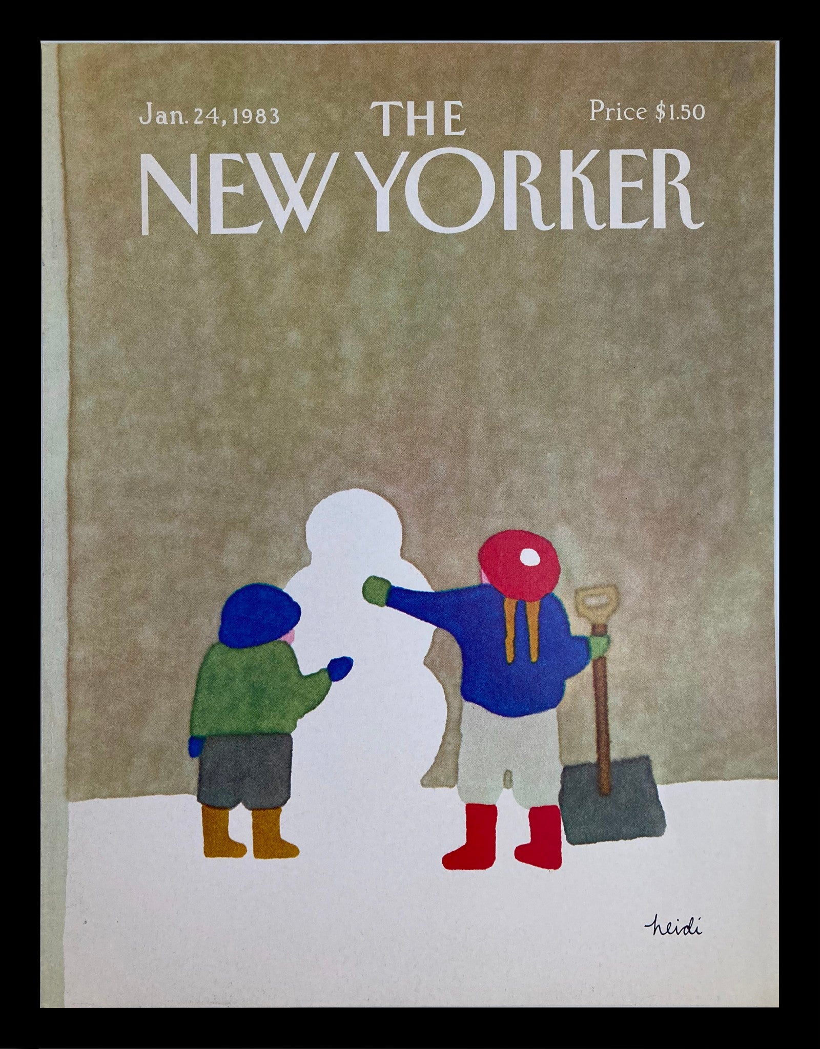 COVER ONLY The New Yorker January 24 1983 Building Snowman by Heidi Goennel