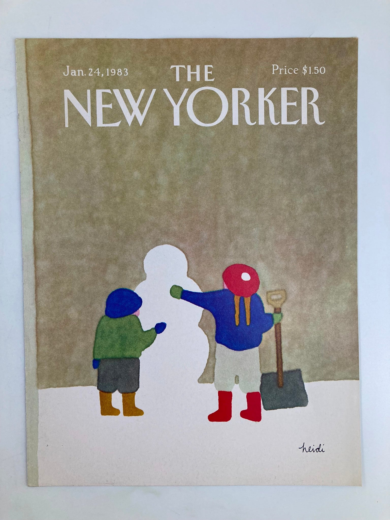 COVER ONLY The New Yorker January 24 1983 Building Snowman by Heidi Goennel