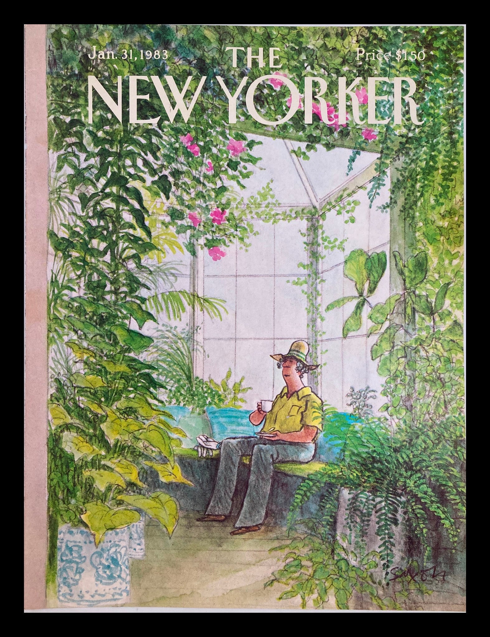 COVER ONLY The New Yorker January 31 1983 Men in the Greenhouse by Charles Saxon