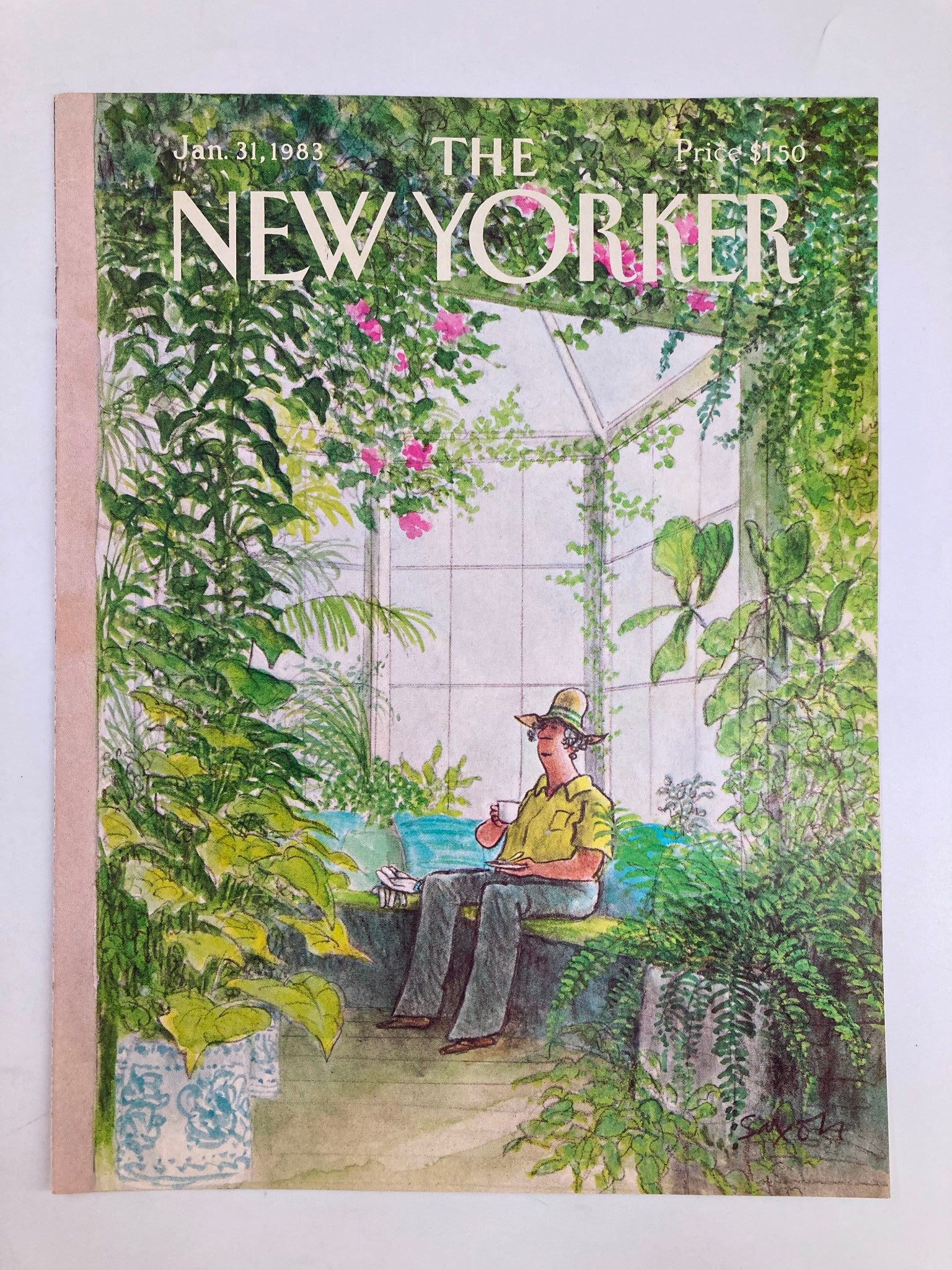 COVER ONLY The New Yorker January 31 1983 Men in the Greenhouse by Charles Saxon