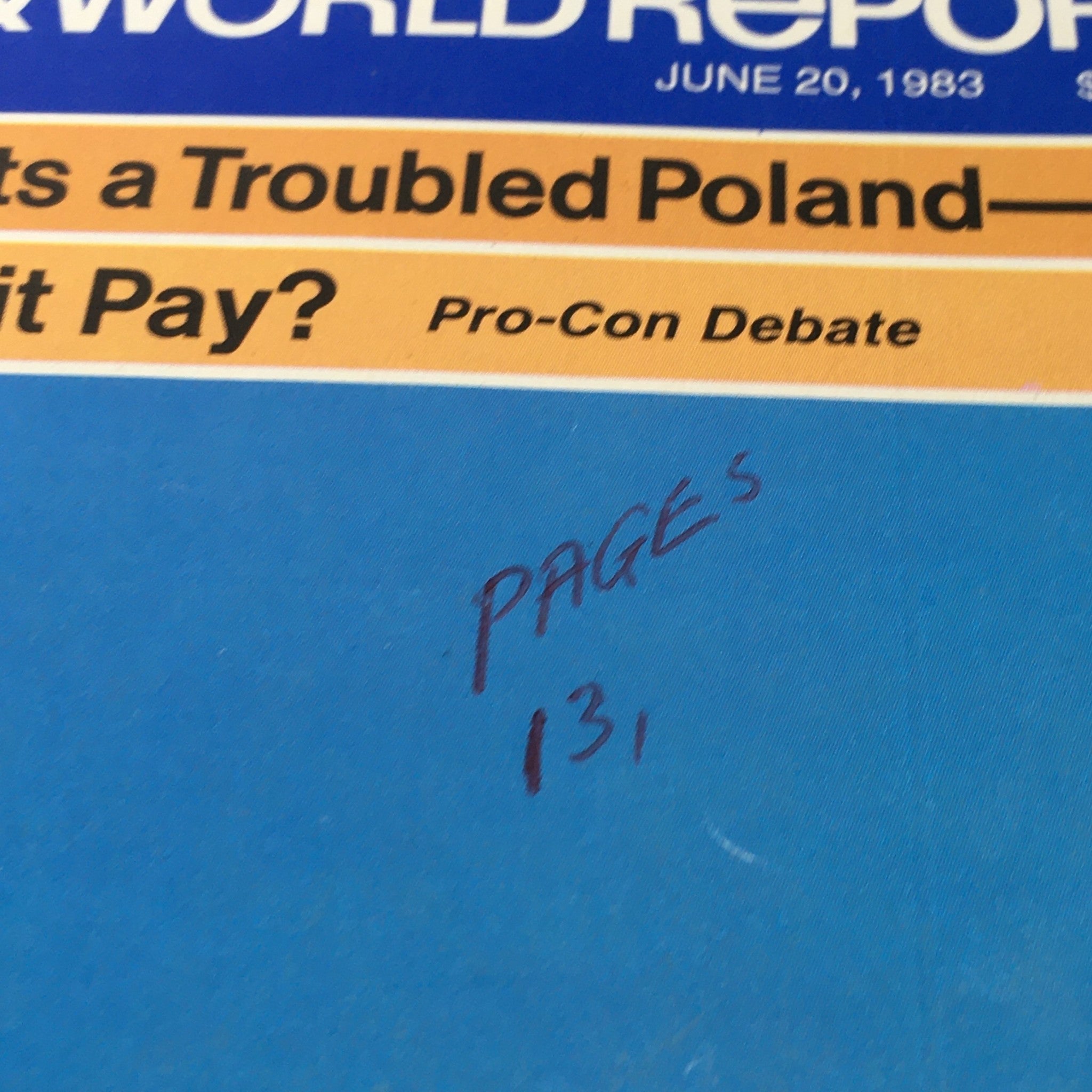 VTG US News & World Report June 20 1983 - Pope John Paul II Visits Poland