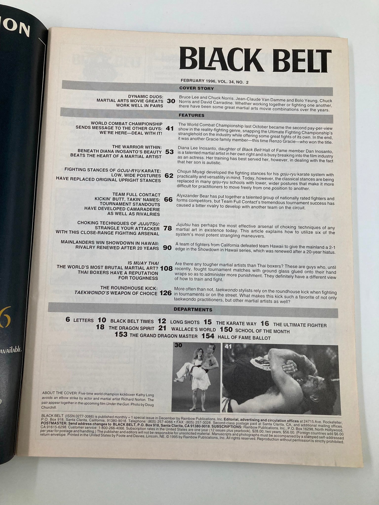 Black Belt Magazine February 1996 Kathy Long and Richard Norton No Label