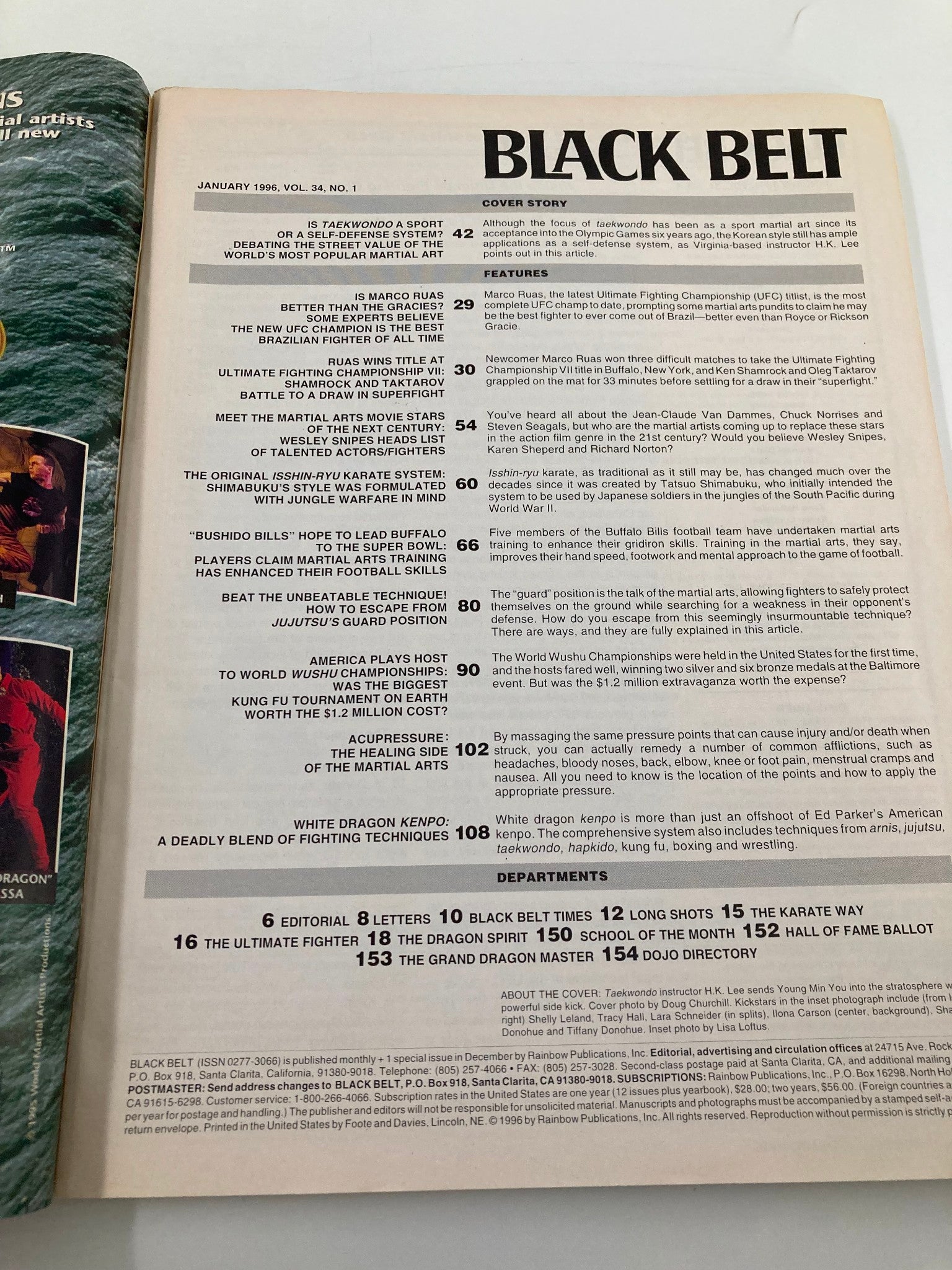 Black Belt Magazine January 1996 Virginia Based Instructor HK Lee No Label