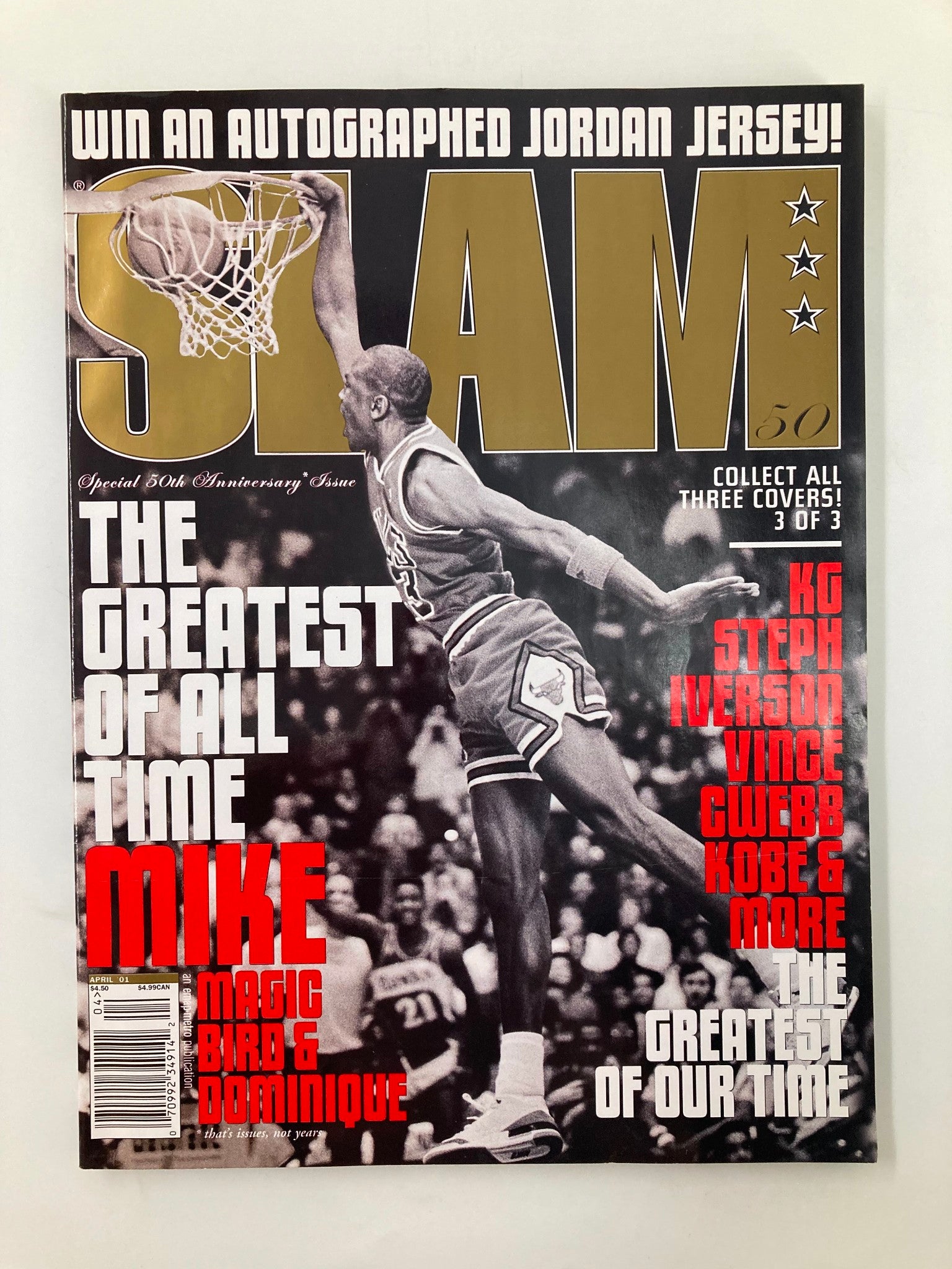 Slam Magazine April 2001 #50 Michael Jordan and Kobe Bryant w Poster No Label VG