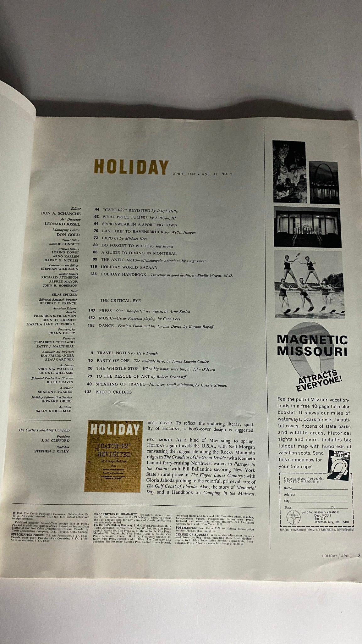 VTG Holiday Magazine April 1967 Vol 41 No. 4 Book-Cover Design Enduring Literary