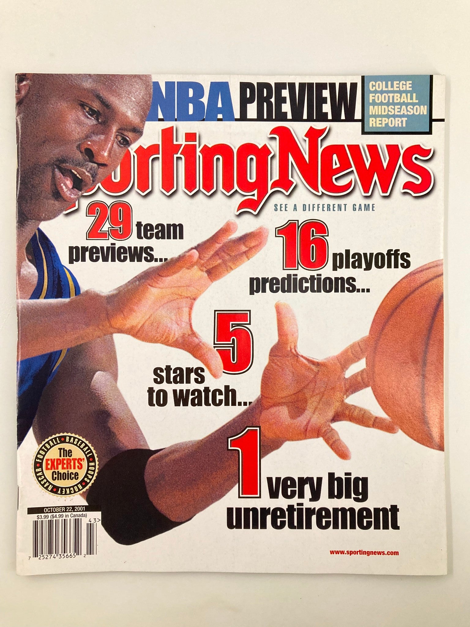 The Sporting News Magazine October 22 2001 Wizards Michael Jordan No Label VG