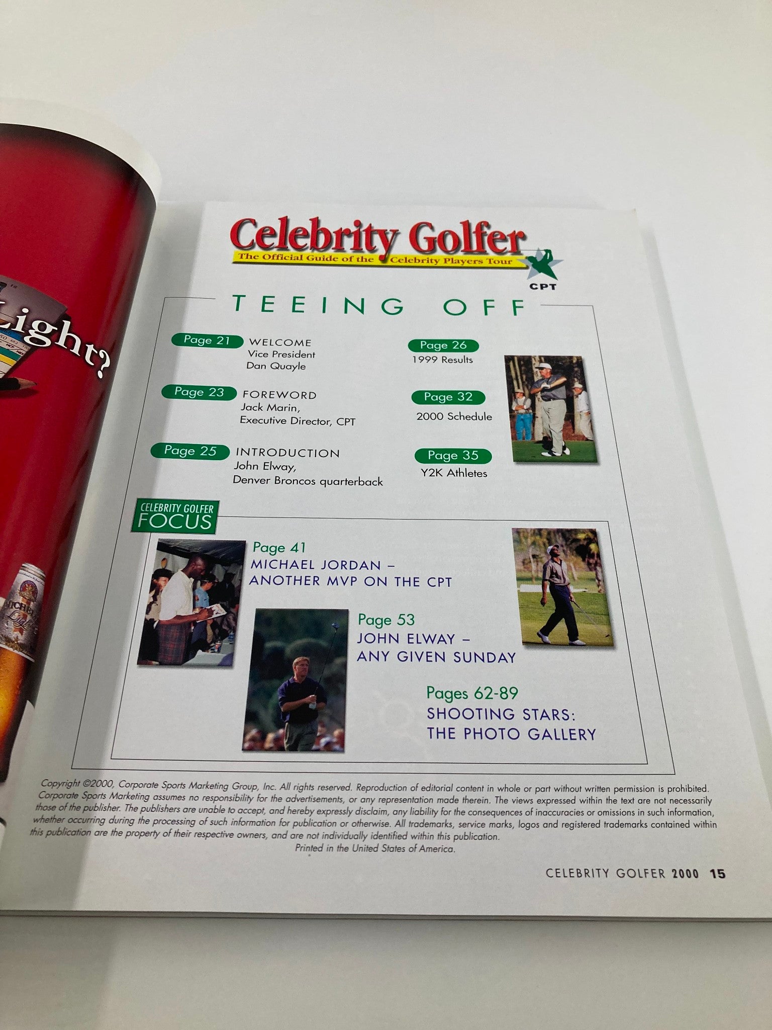 Celebrity Golfer Magazine 2000 Michael Jordan Heads the CPT Class No Label VG