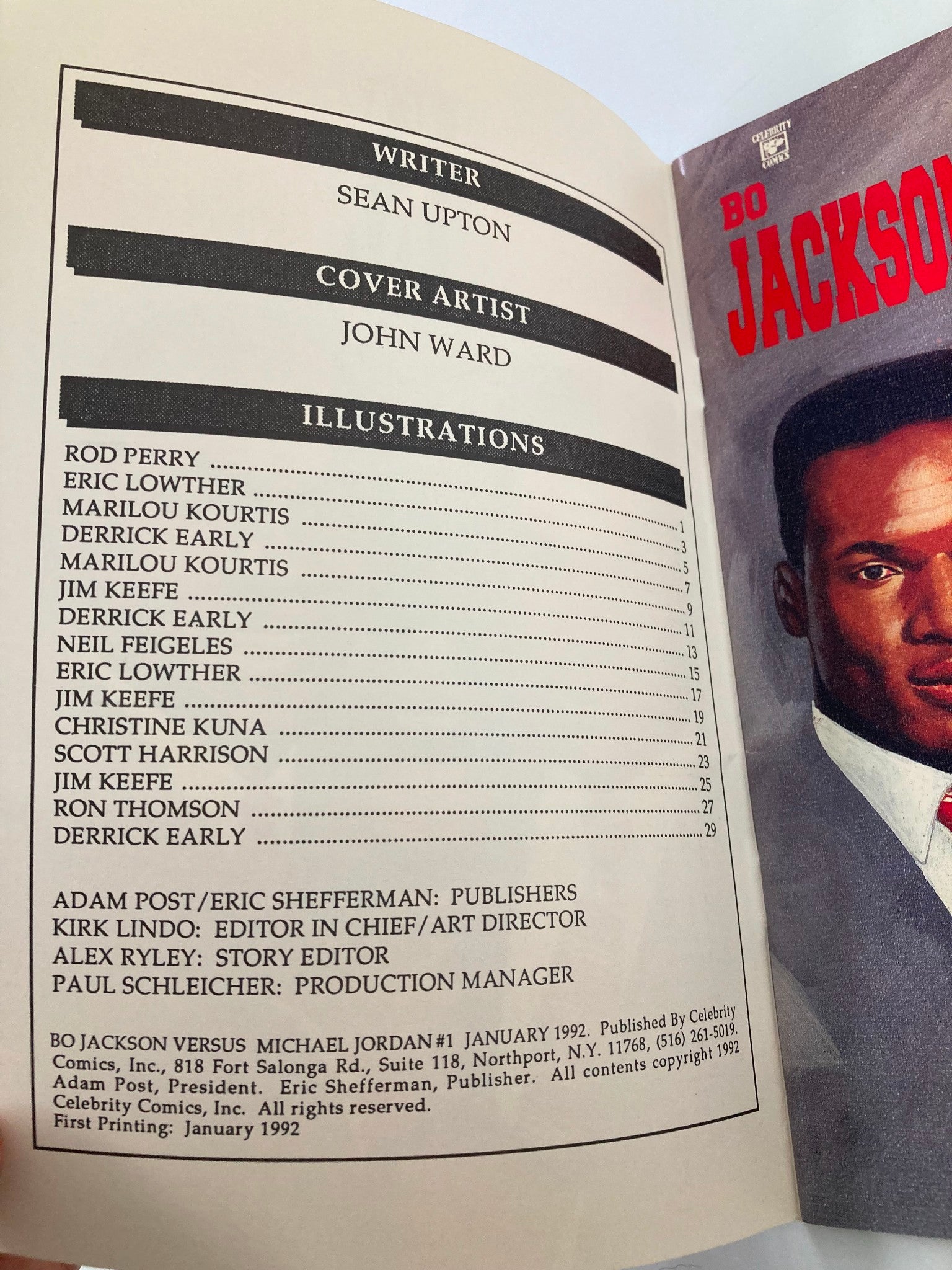 January 1992 Bo Jackson versus Michael Jordan #1 Illustration Biography VG