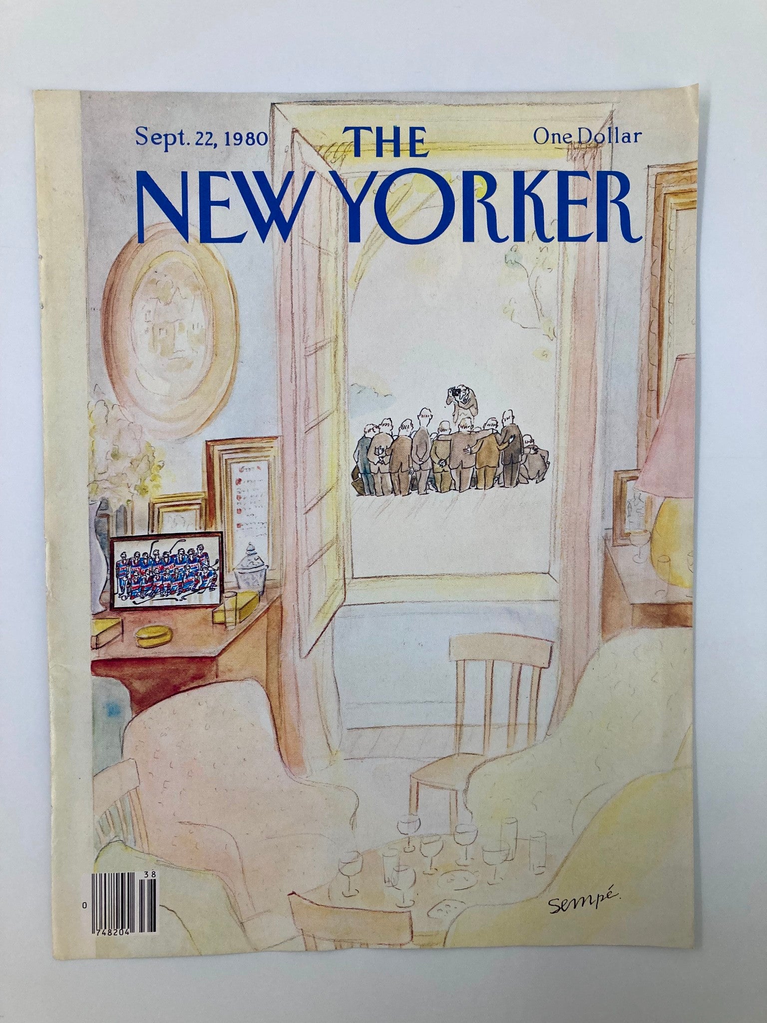 COVER ONLY The New Yorker September 22 1980 Art Hockey by Jean-Jacques Sempe