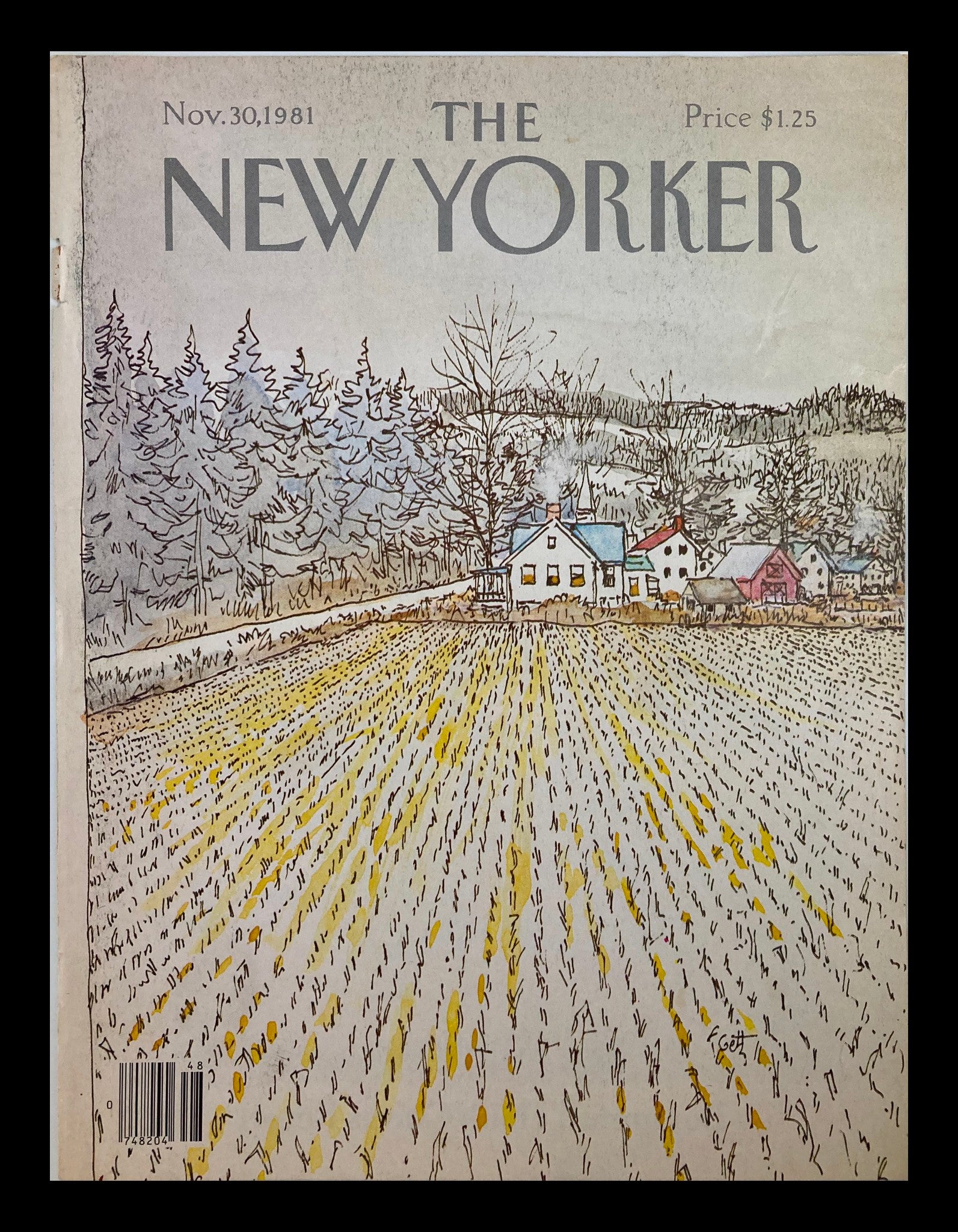 COVER ONLY The New Yorker November 30 1981 Rice Fields by Arthur Getz No Label