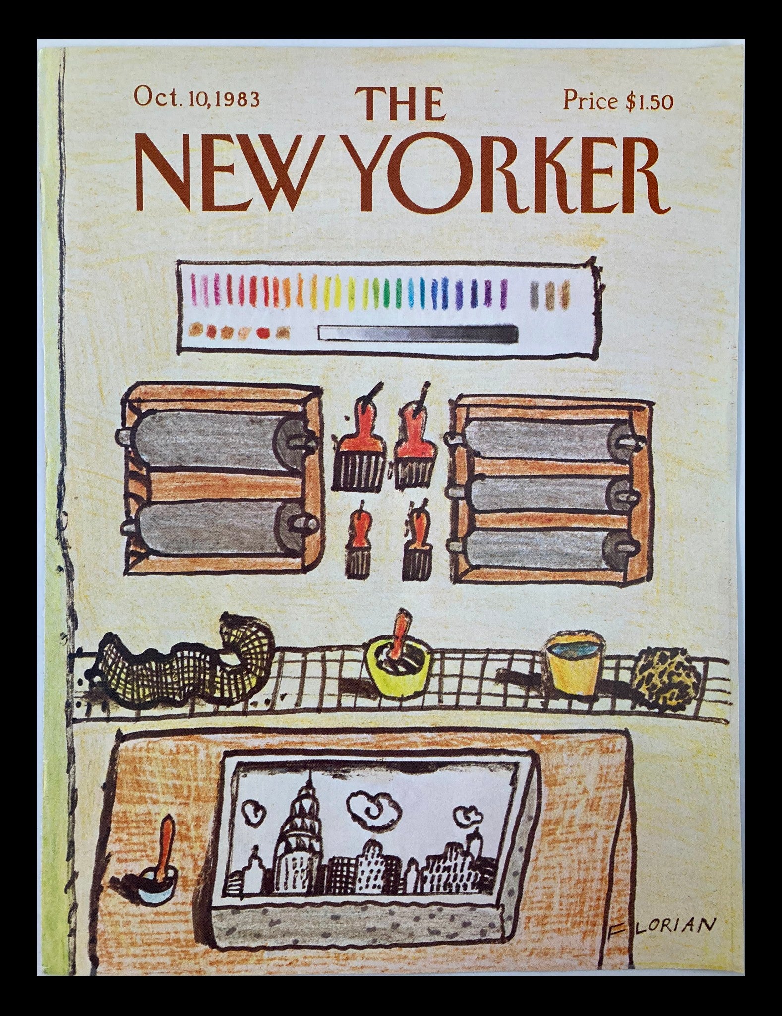 COVER ONLY The New Yorker October 10 1983 Art Workshop by Douglas Florian