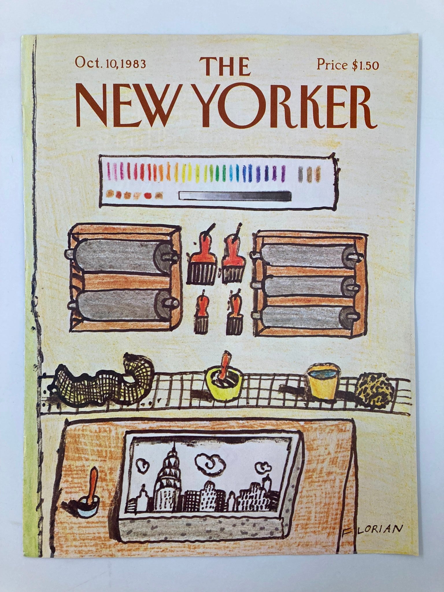 COVER ONLY The New Yorker October 10 1983 Art Workshop by Douglas Florian