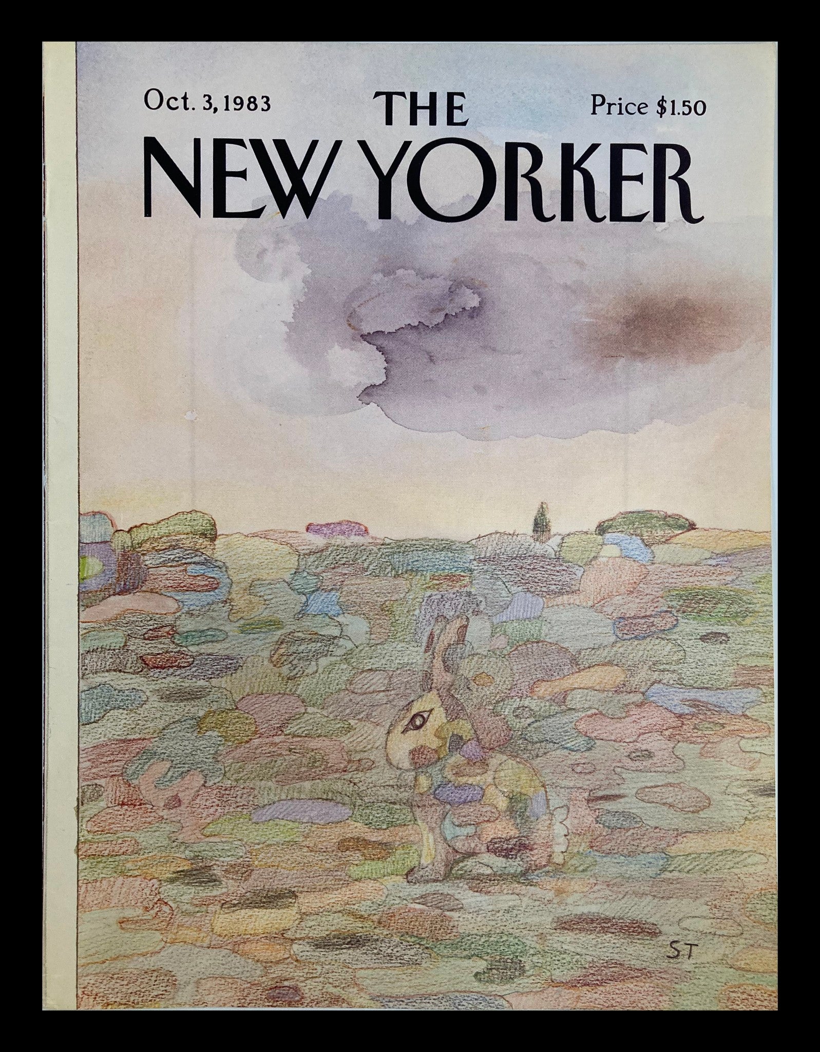 COVER ONLY The New Yorker October 3 1983 Rabbit Camouflage by Saul Steinberg