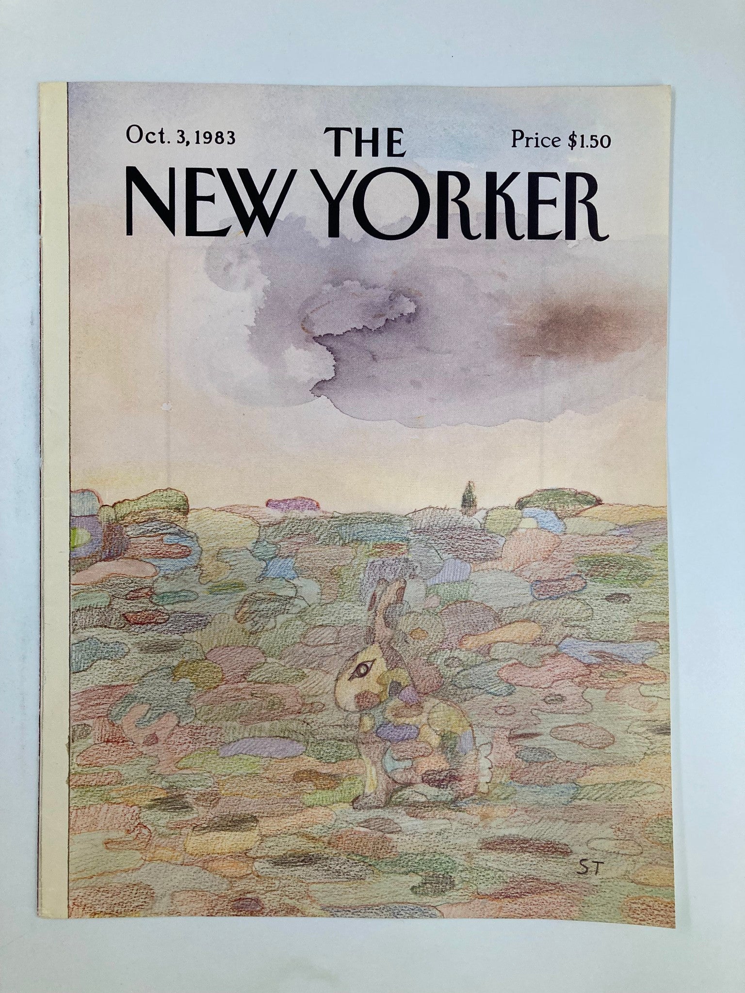 COVER ONLY The New Yorker October 3 1983 Rabbit Camouflage by Saul Steinberg