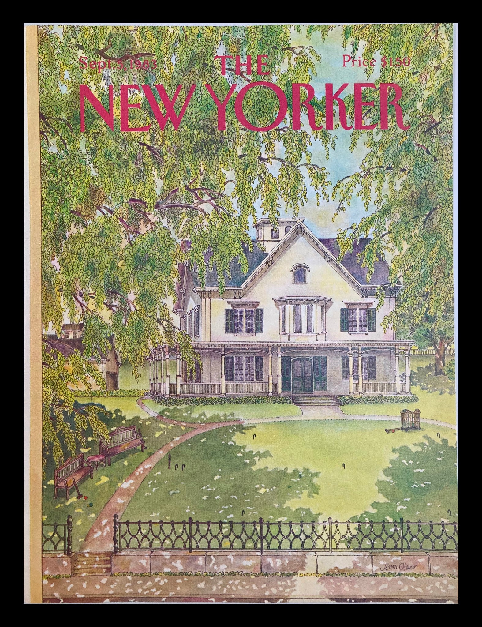 COVER ONLY The New Yorker September 5 1983 Beatiful Mansion by Jenni Oliver