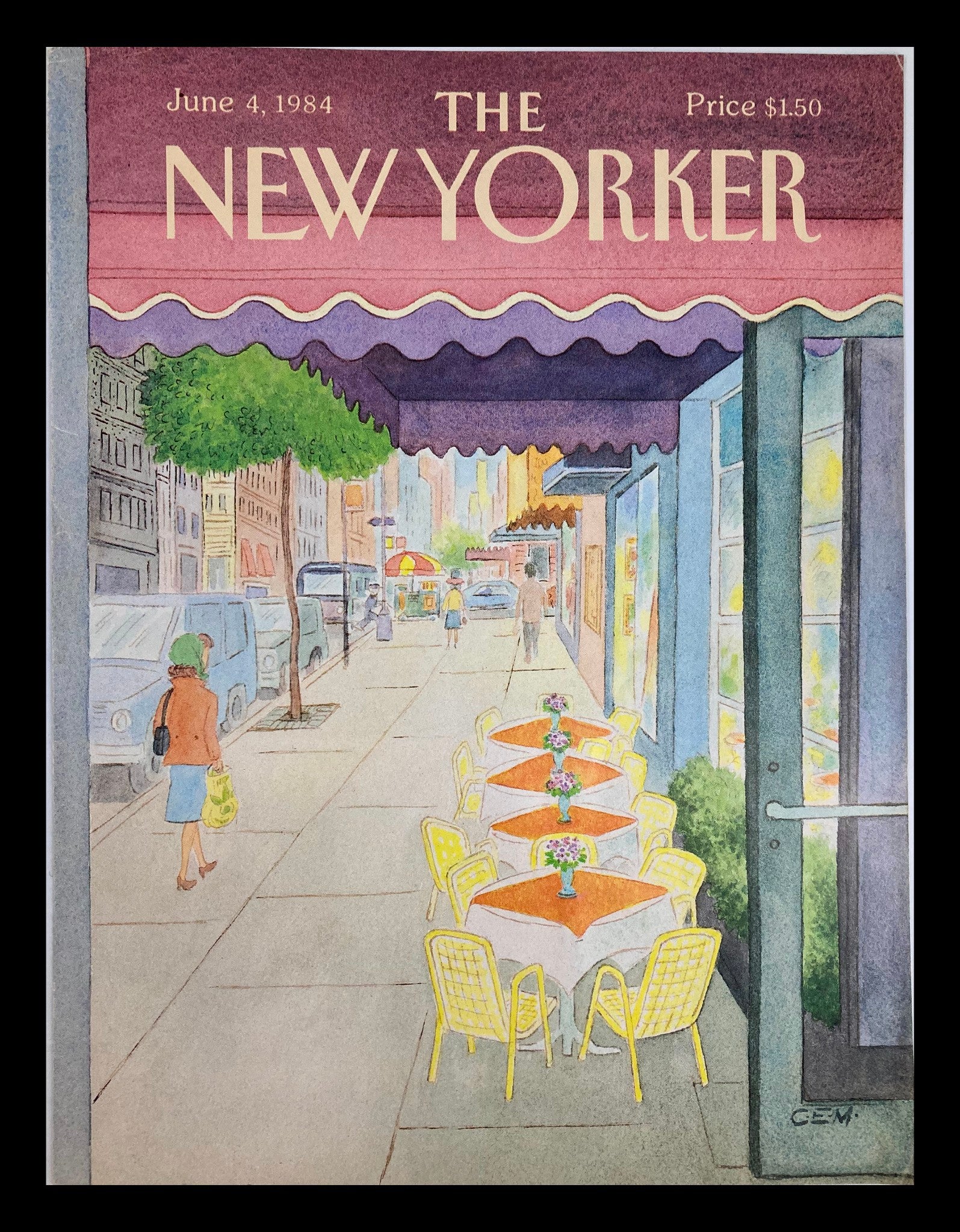 COVER ONLY The New Yorker June 4 1984 Sidewalk Cafe by Charles E. Martin